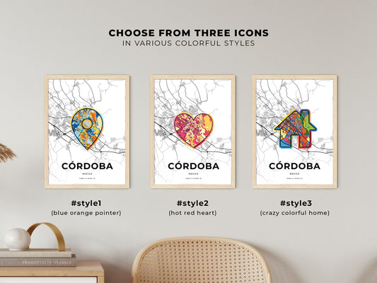 Córdoba Mexico maps with colorful icons