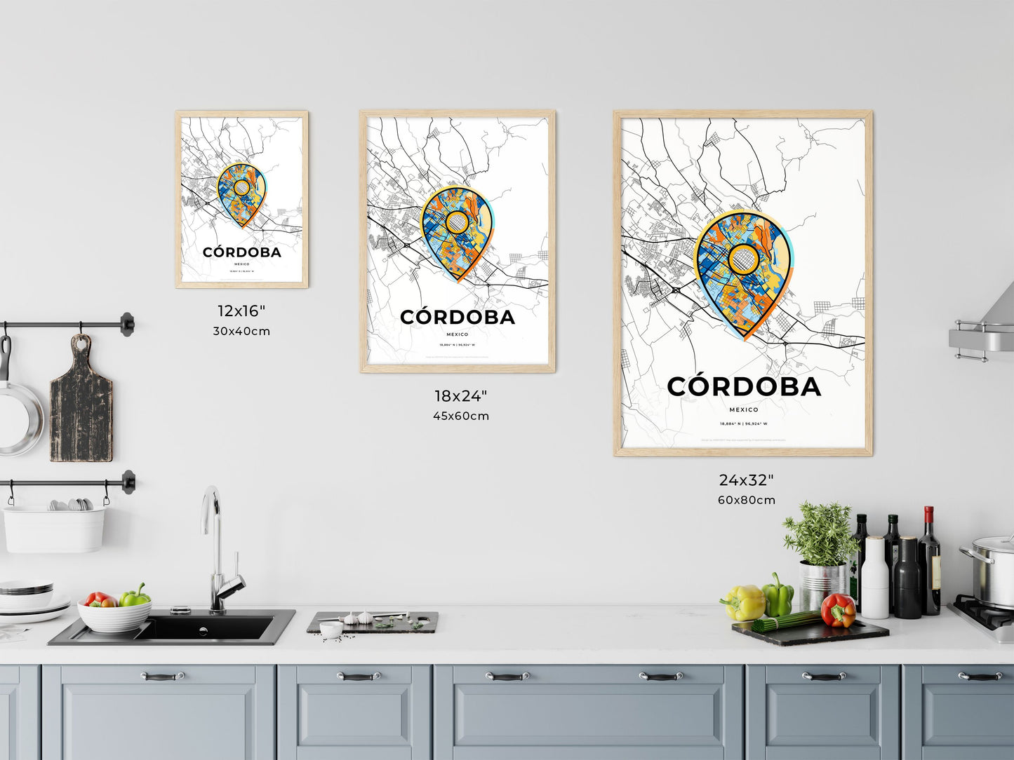 Córdoba Mexico art map size chart