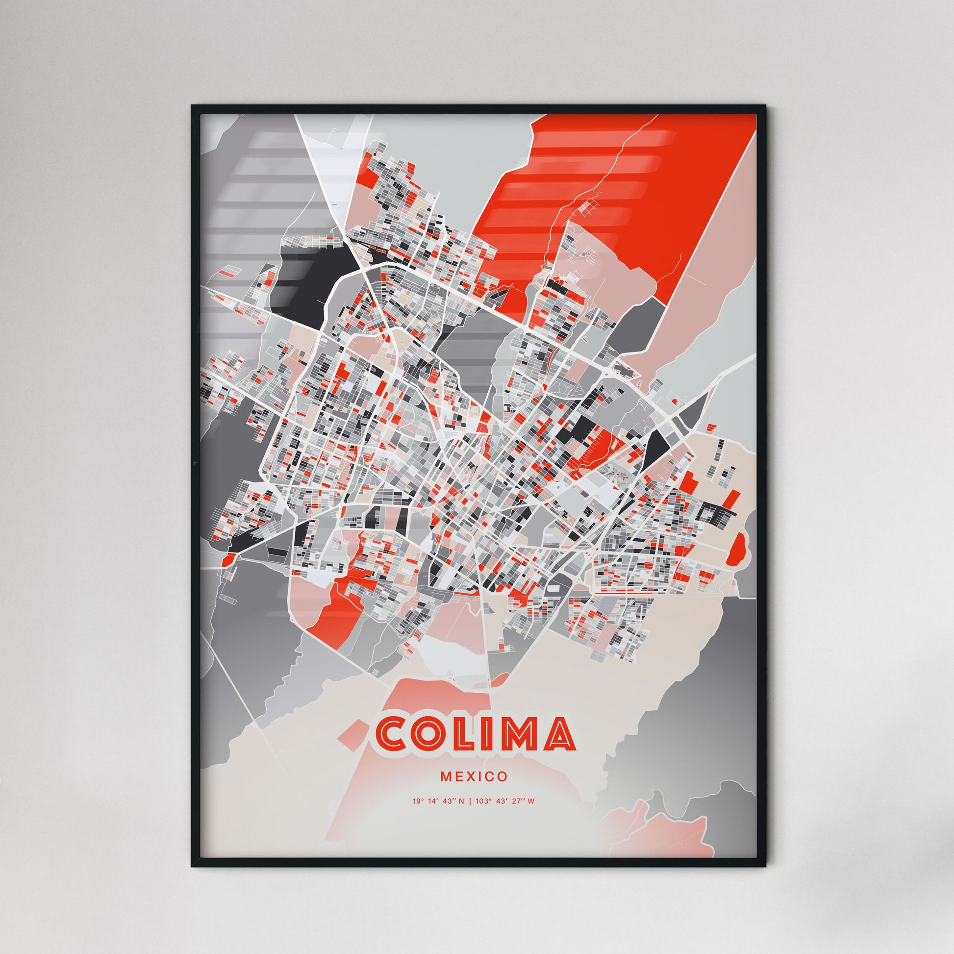 Colorful COLIMA MEXICO Fine Art Map Modern