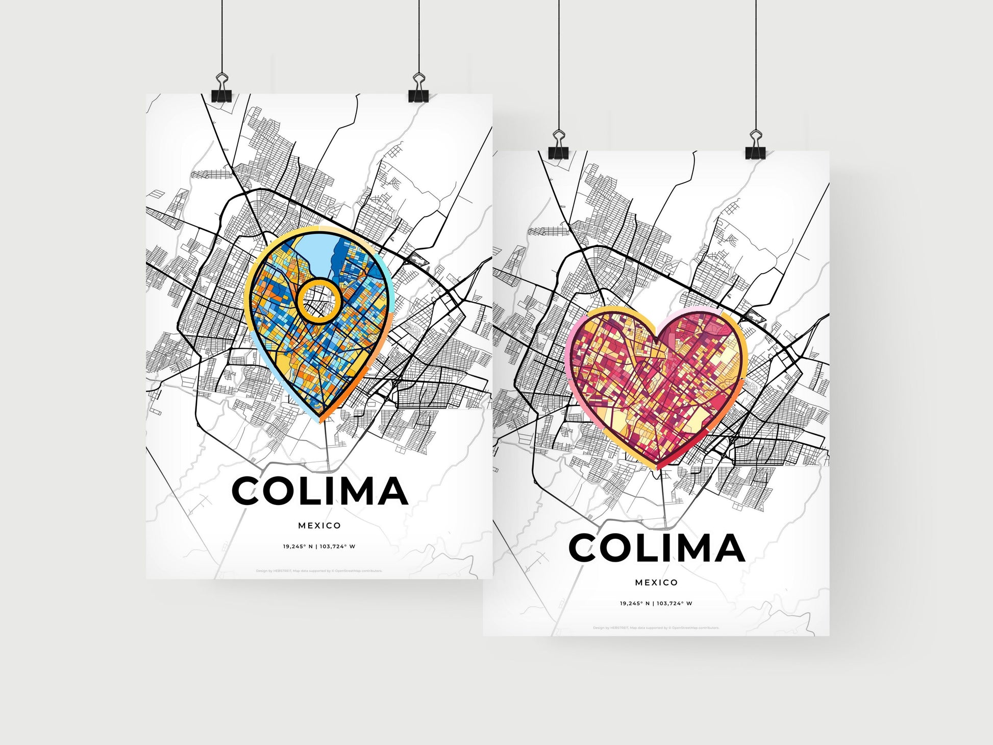 COLIMA MEXICO minimal art map with a colorful icon. Where it all began, Couple map gift.