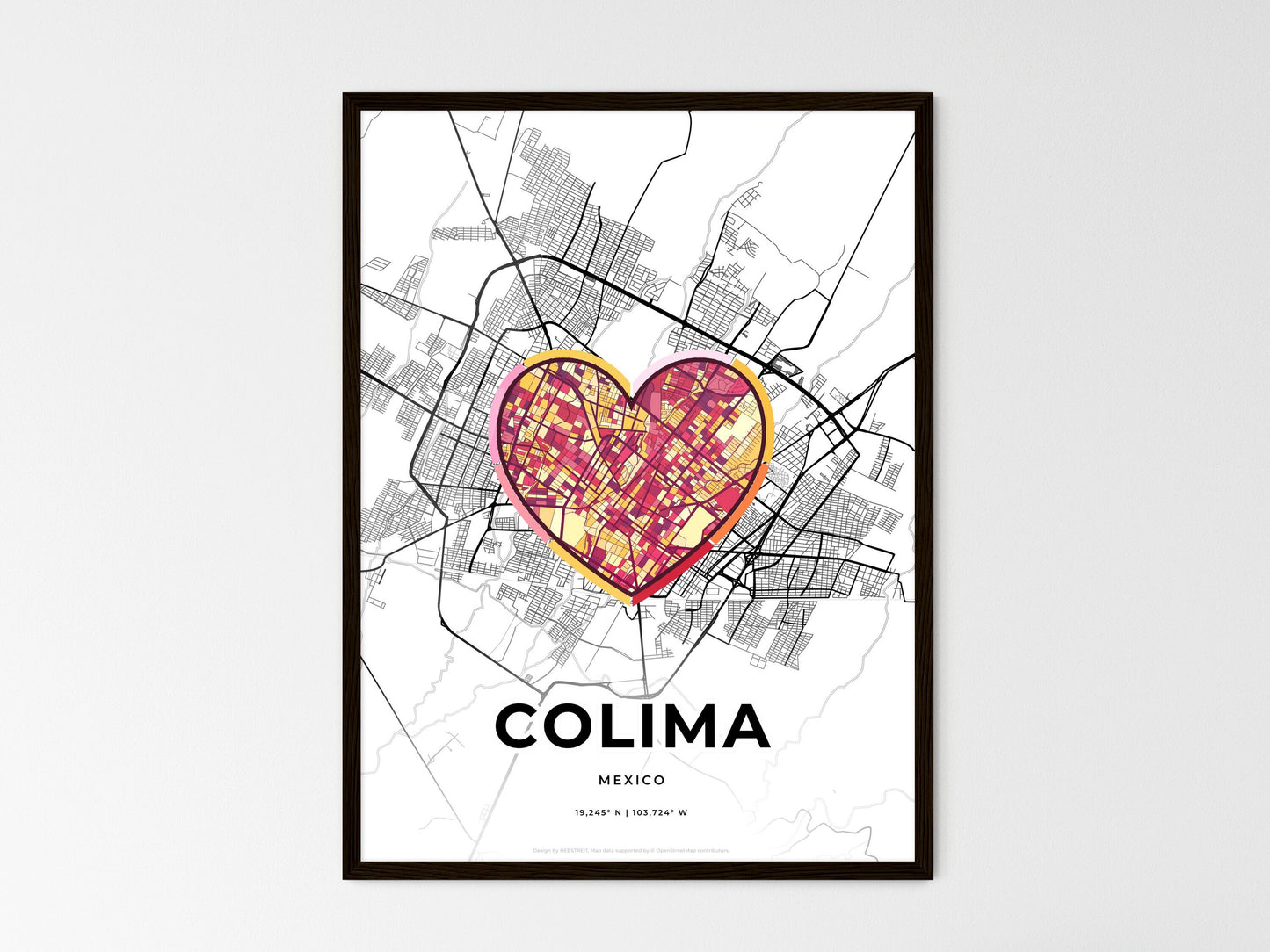 COLIMA MEXICO minimal art map with a colorful icon. Where it all began, Couple map gift. Style 2