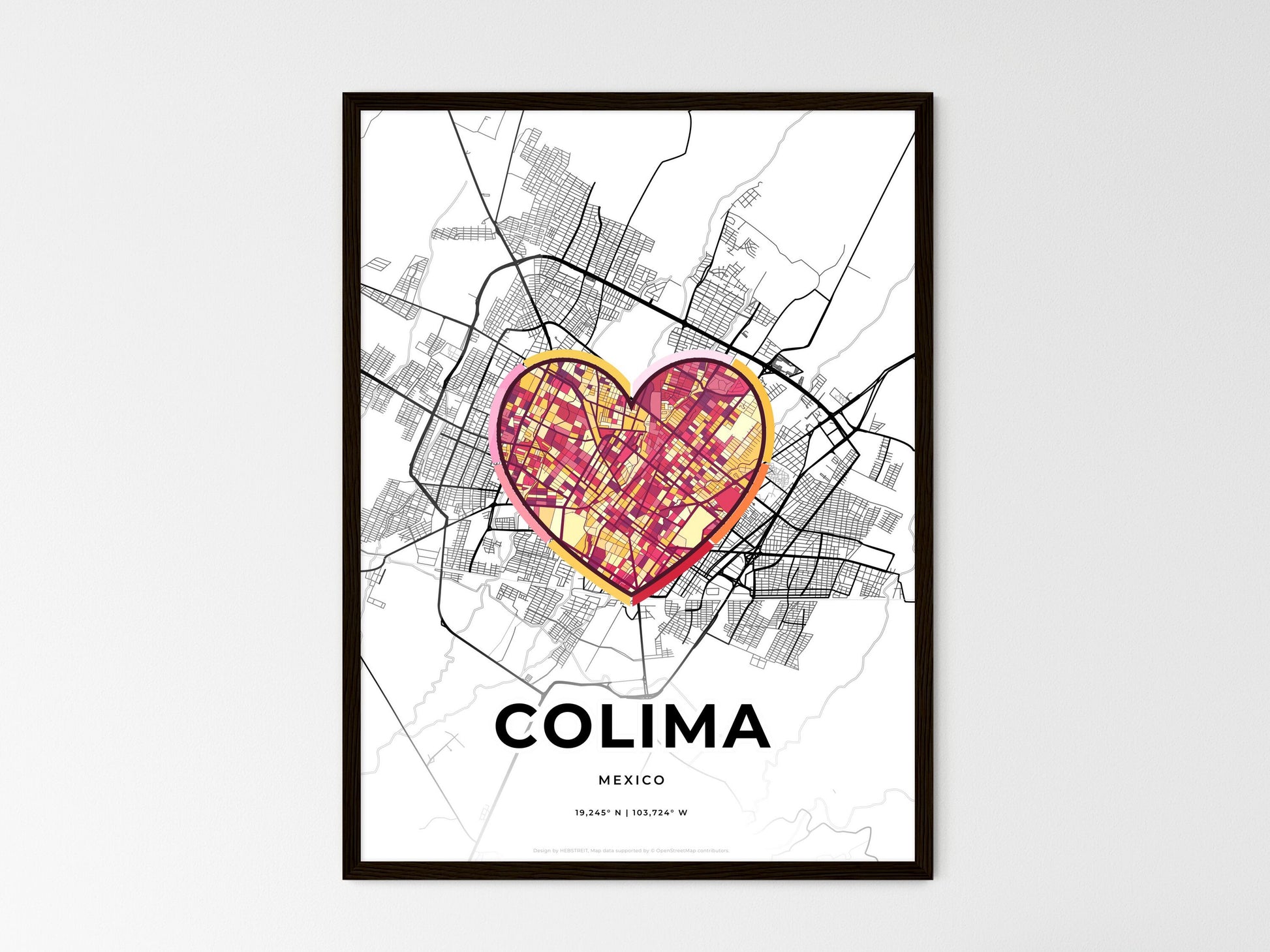 COLIMA MEXICO minimal art map with a colorful icon. Where it all began, Couple map gift. Style 2