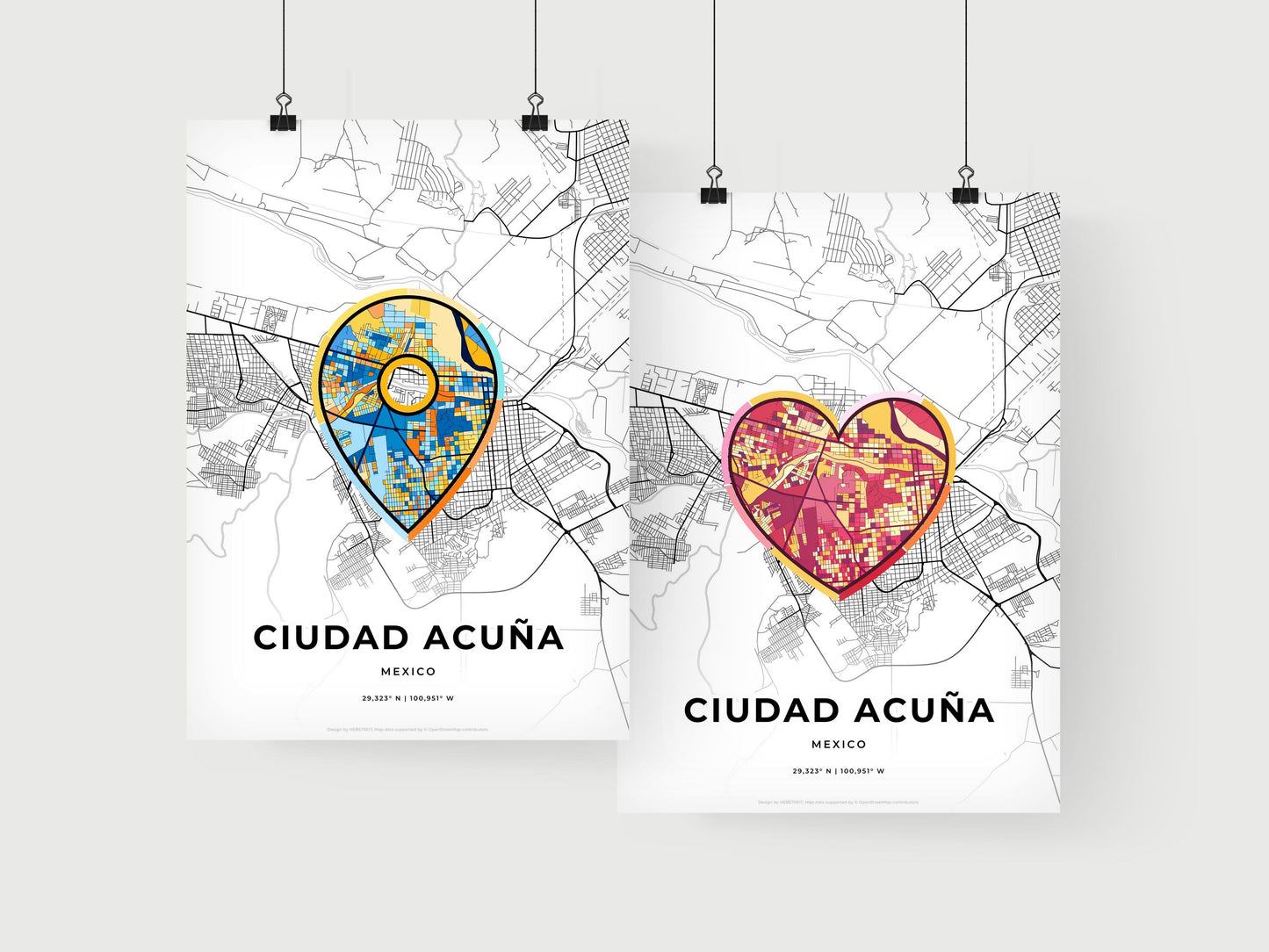 Ciudad Acuña Mexico art print for couples