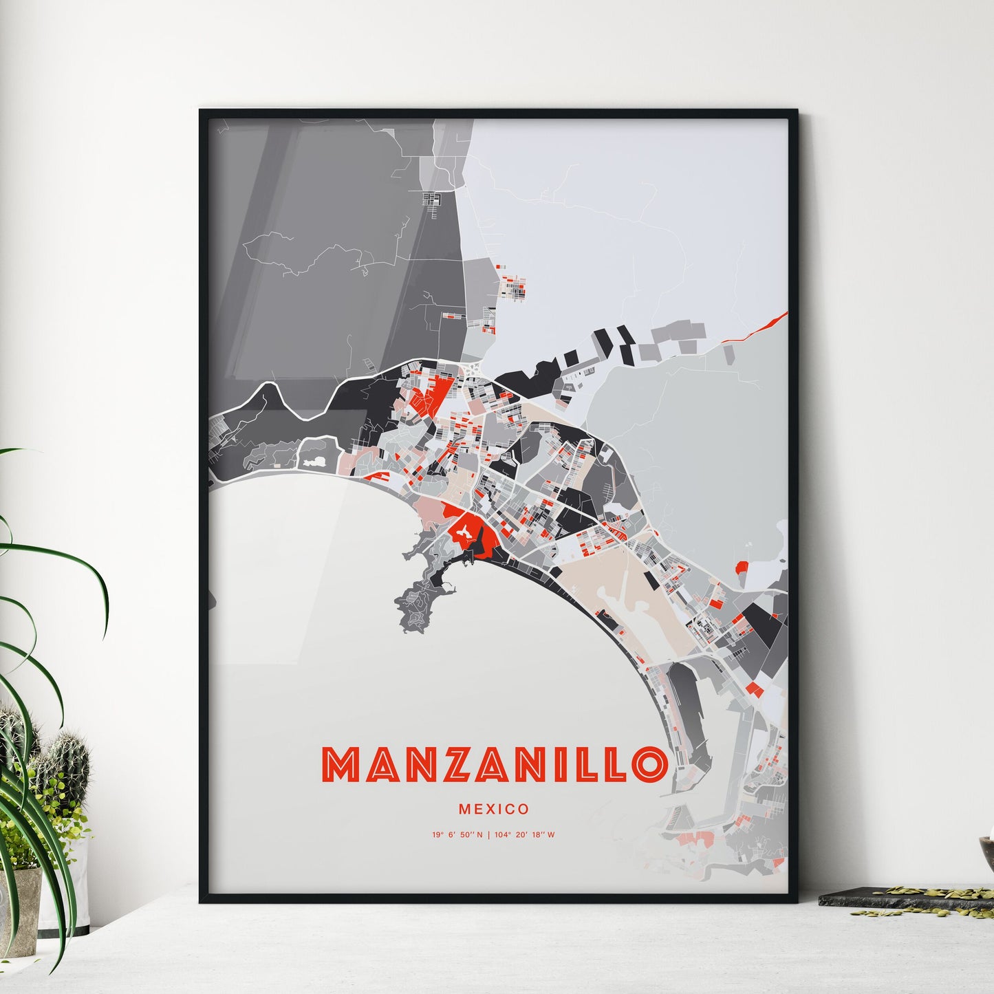 Colorful MANZANILLO MEXICO Fine Art Map Modern