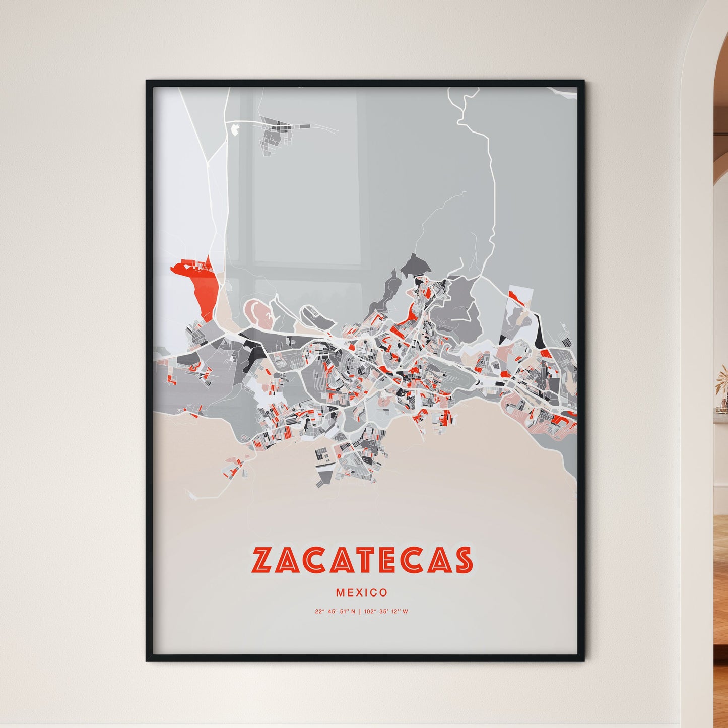 Colorful ZACATECAS MEXICO Fine Art Map Modern