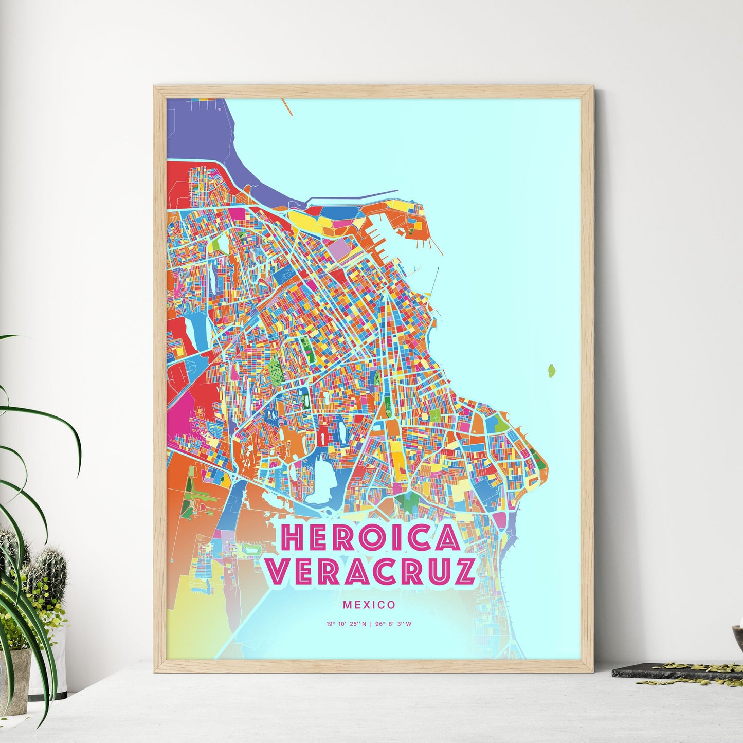 Colorful HEROICA VERACRUZ MEXICO Fine Art Map Crazy Colors