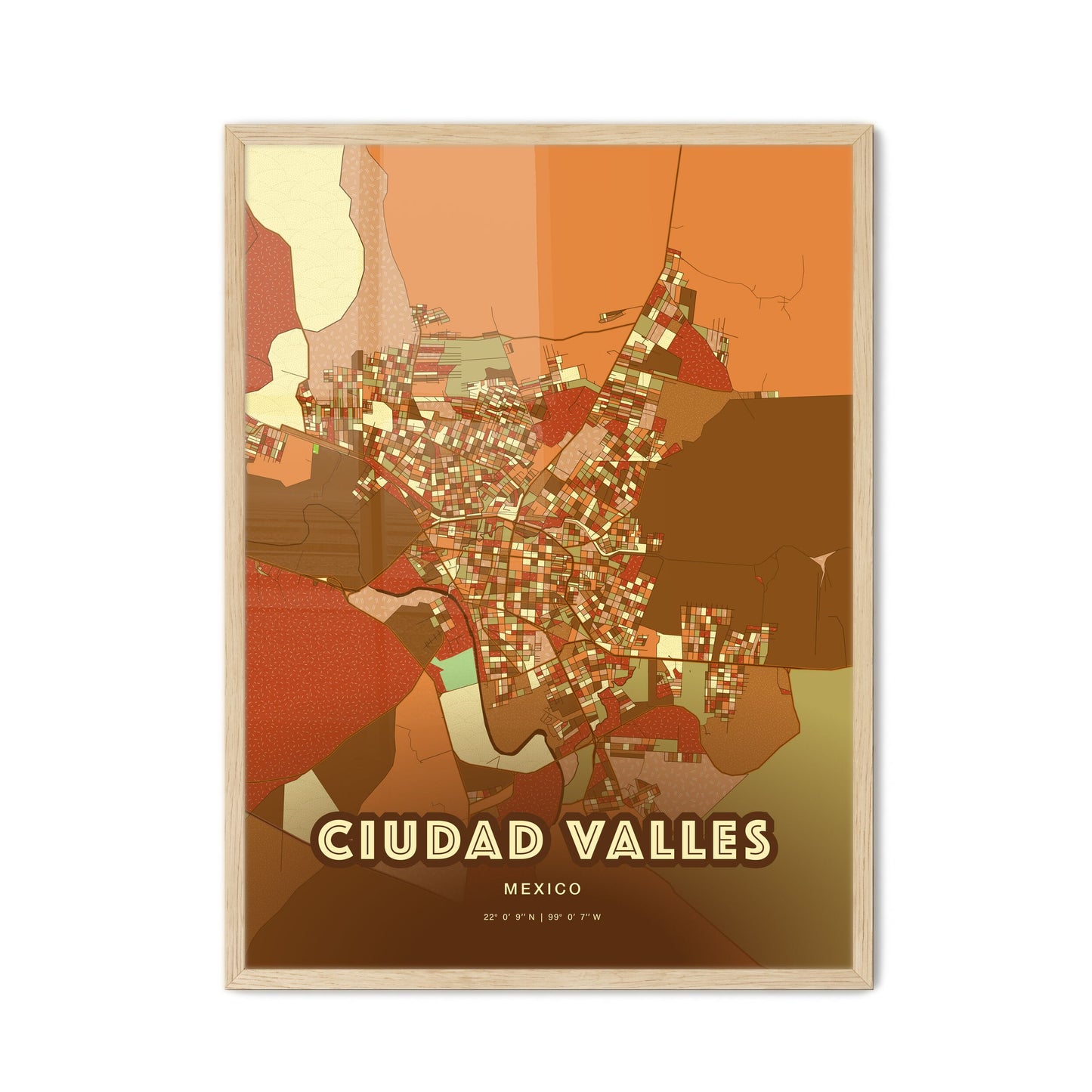 Colorful CIUDAD VALLES MEXICO Fine Art Map Farmhouse