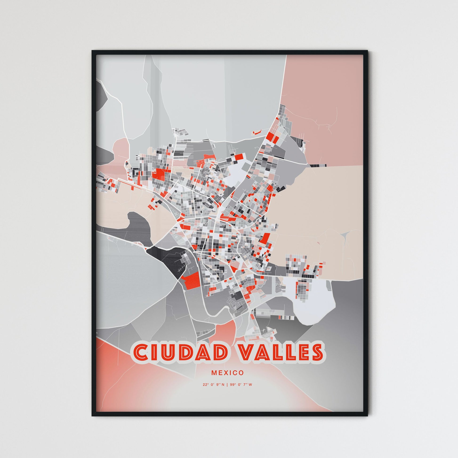 Colorful CIUDAD VALLES MEXICO Fine Art Map Modern