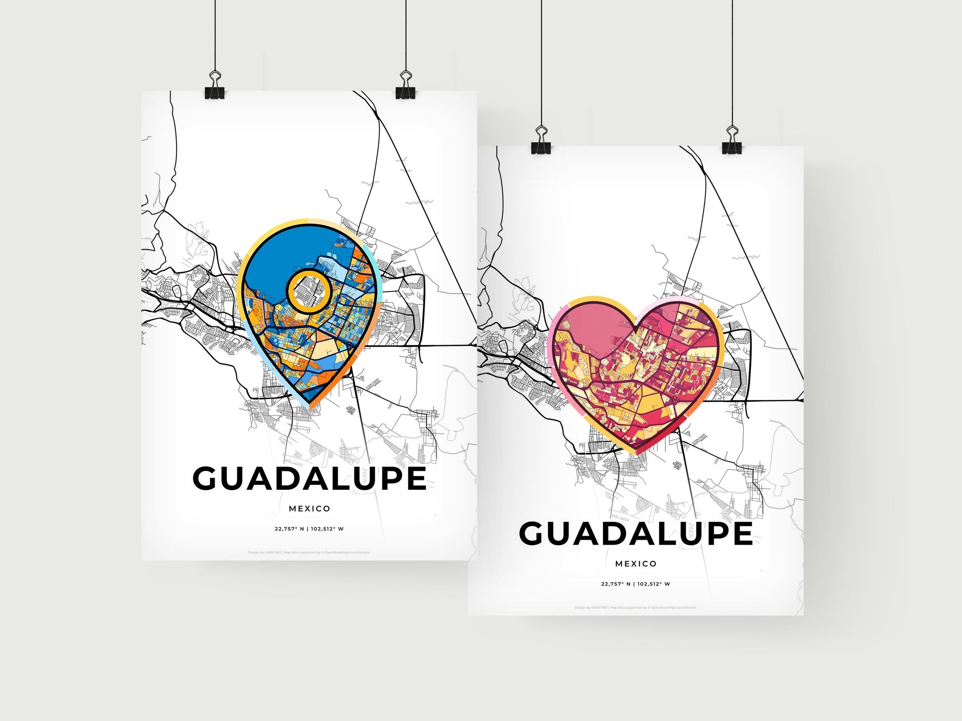 GUADALUPE MEXICO minimal art map with a colorful icon. Where it all began, Couple map gift.