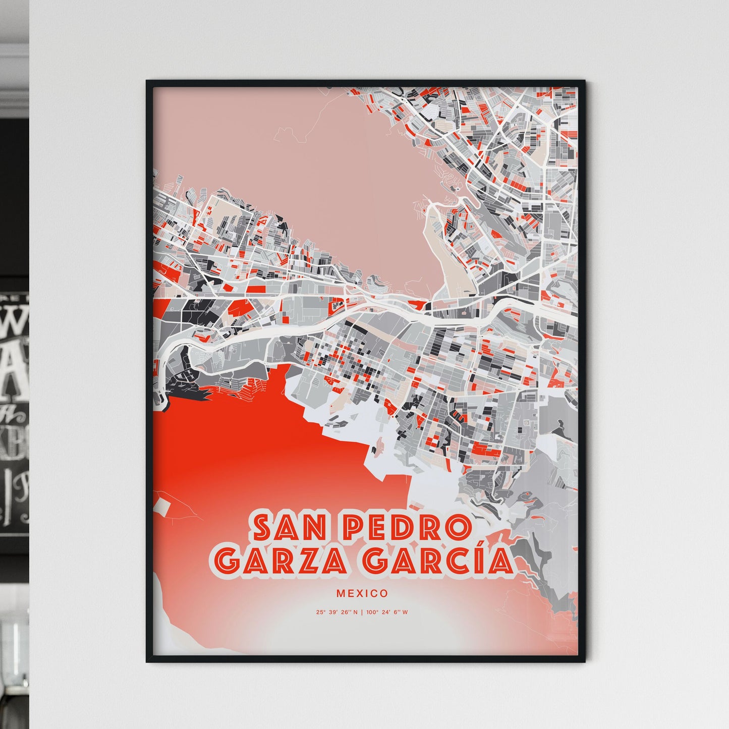 Colorful SAN PEDRO GARZA GARCÍA MEXICO Fine Art Map Modern