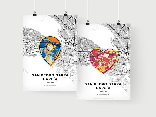 SAN PEDRO GARZA GARCÍA MEXICO minimal art map with a colorful icon. Where it all began, Couple map gift.