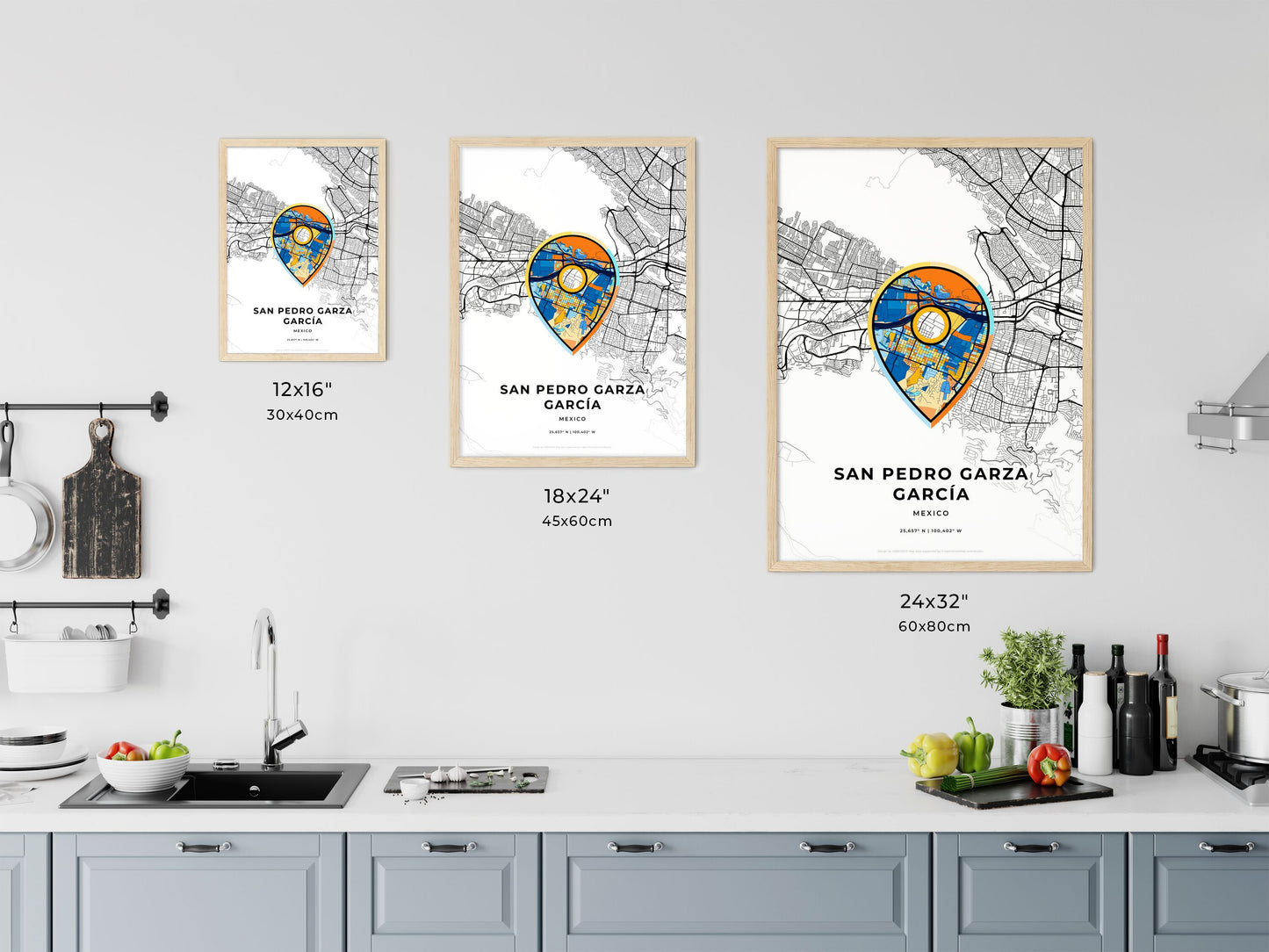 San Pedro Garza García Mexico art map size chart