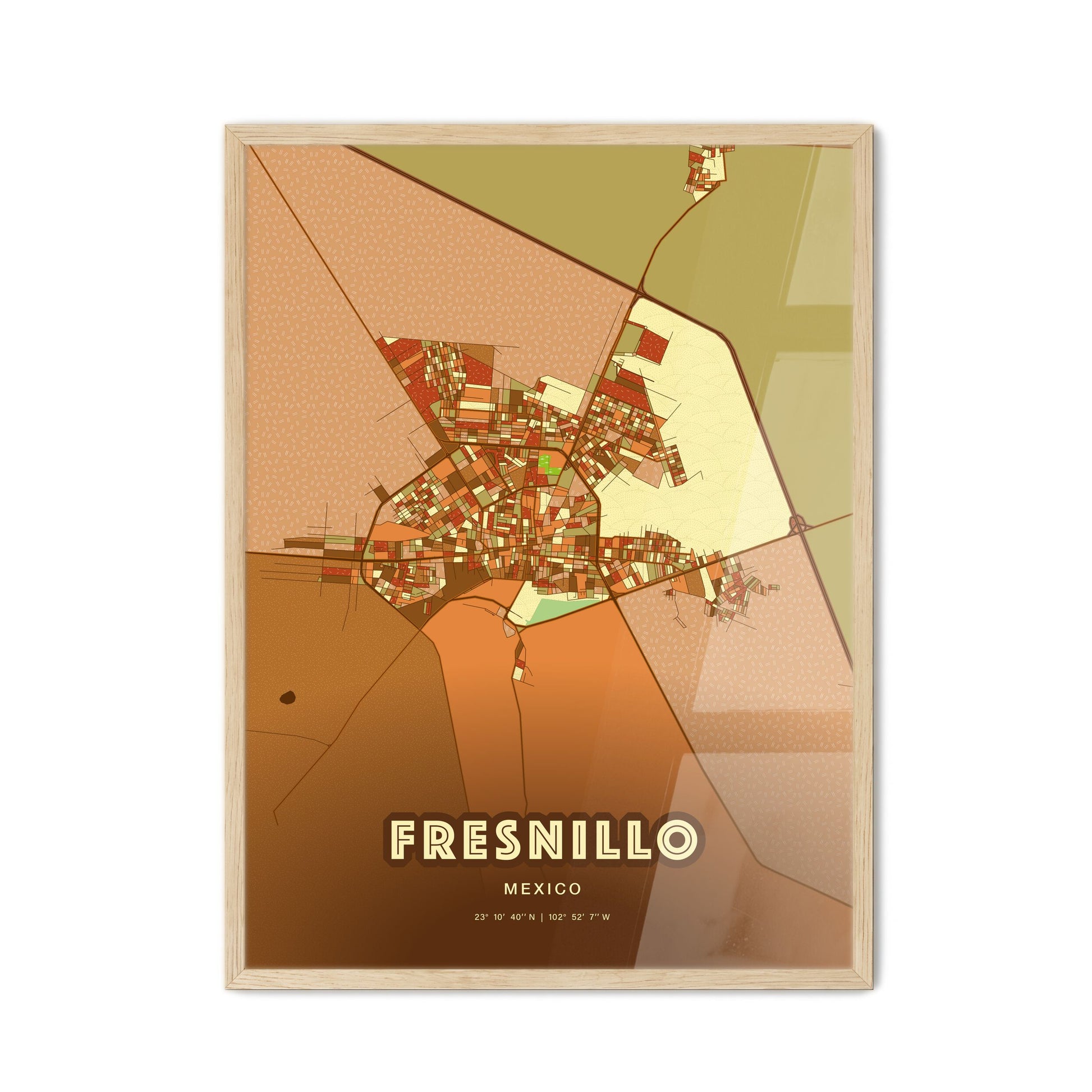 Colorful FRESNILLO MEXICO Fine Art Map Farmhouse