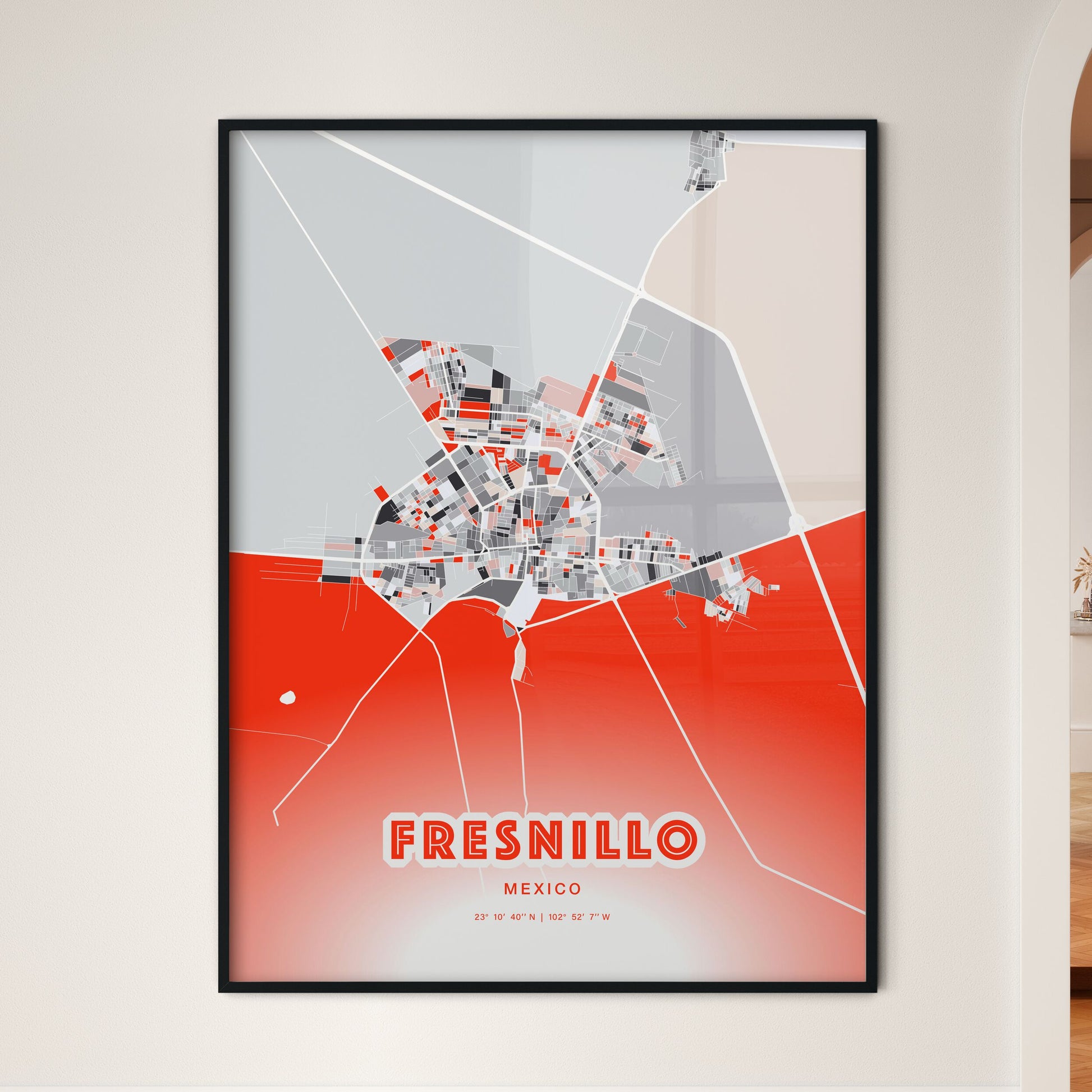 Colorful FRESNILLO MEXICO Fine Art Map Modern