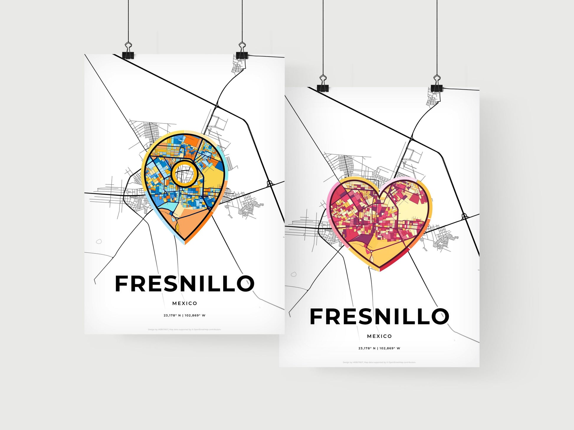FRESNILLO MEXICO minimal art map with a colorful icon. Where it all began, Couple map gift.