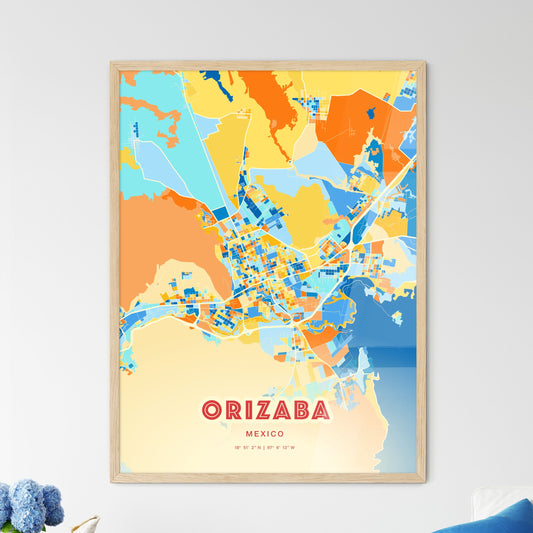 Colorful ORIZABA MEXICO Fine Art Map Blue Orange