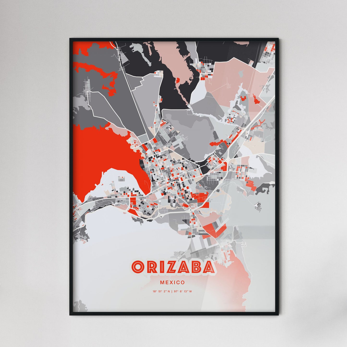 Colorful ORIZABA MEXICO Fine Art Map Modern