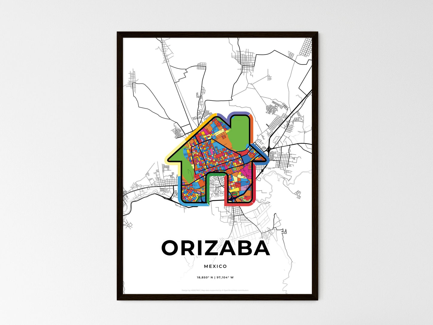 Orizaba Mexico wedding art map with home icon