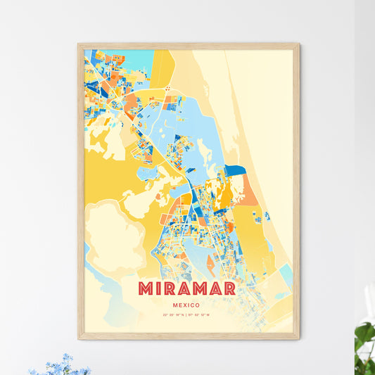 Colorful MIRAMAR MEXICO Fine Art Map Blue Orange