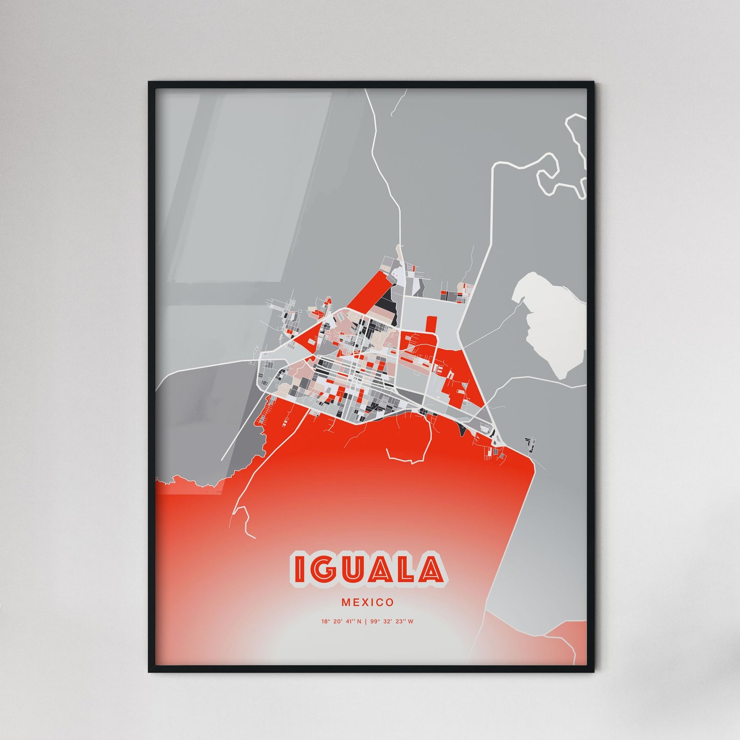 Colorful IGUALA MEXICO Fine Art Map Modern