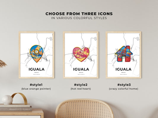Iguala Mexico maps with colorful icons