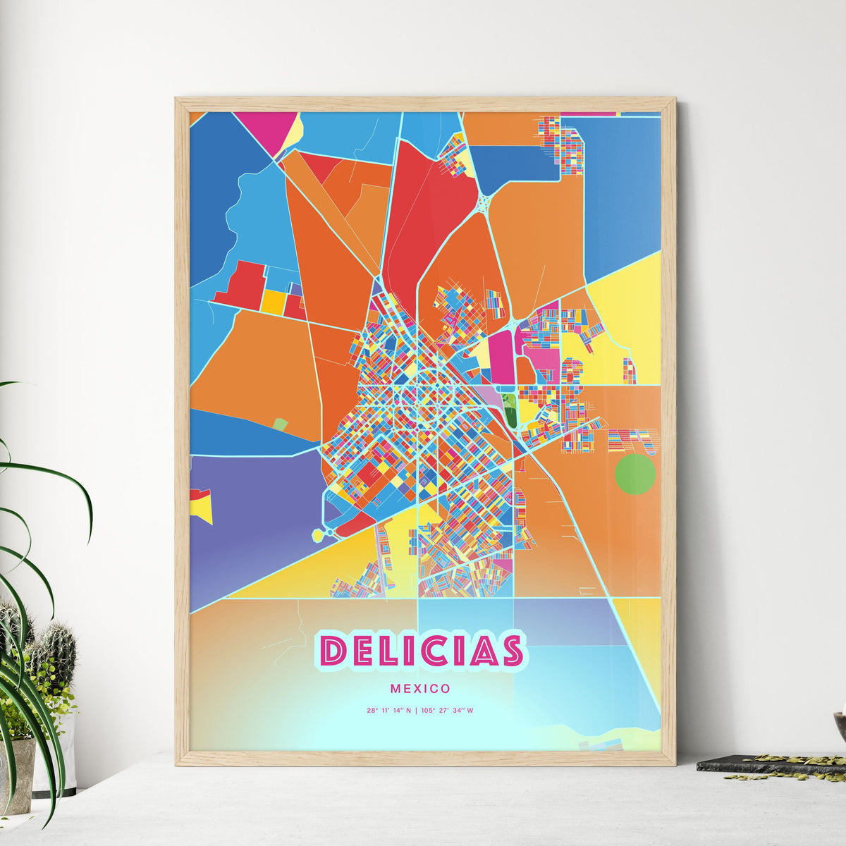 Colorful DELICIAS MEXICO Fine Art Map Crazy Colors