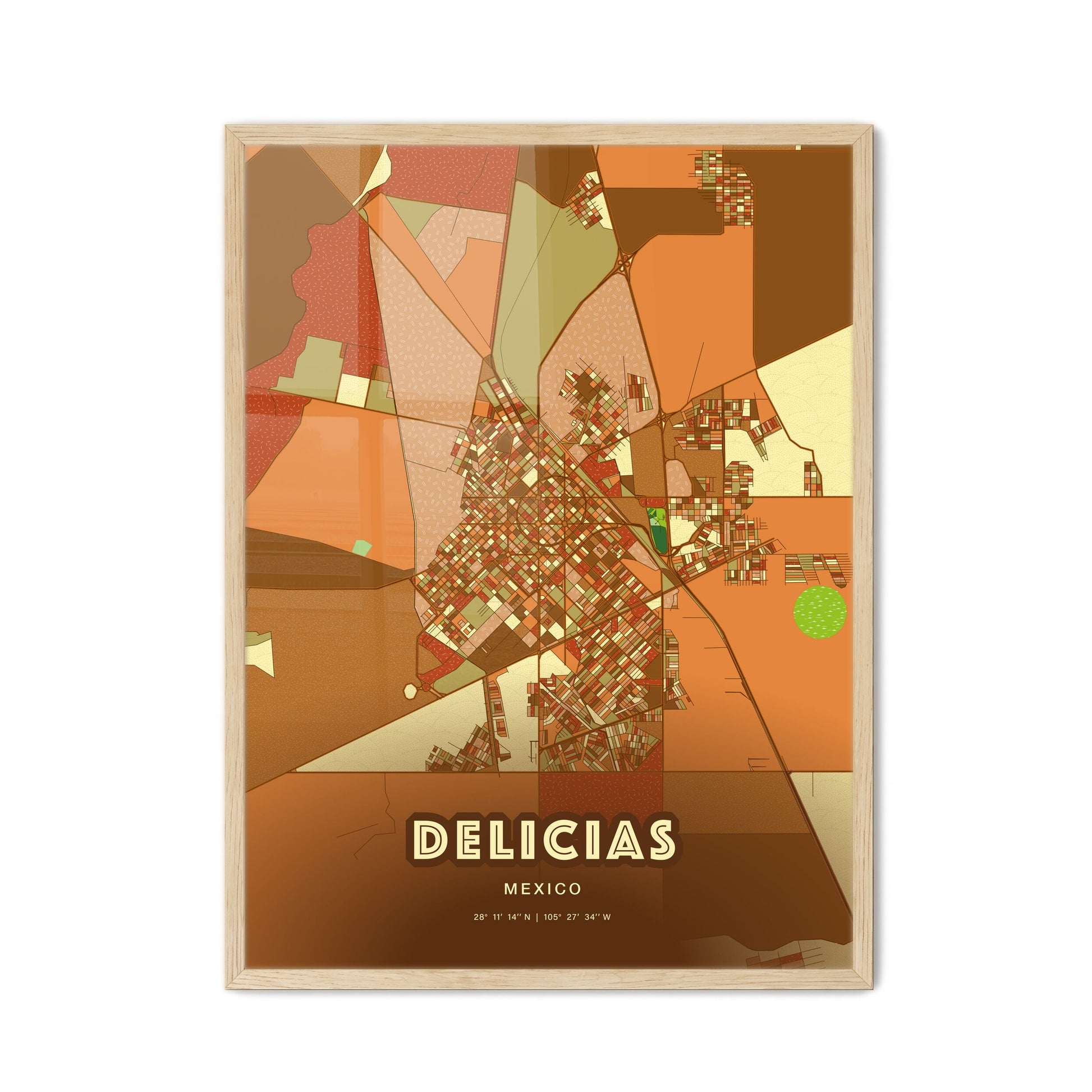 Colorful DELICIAS MEXICO Fine Art Map Farmhouse