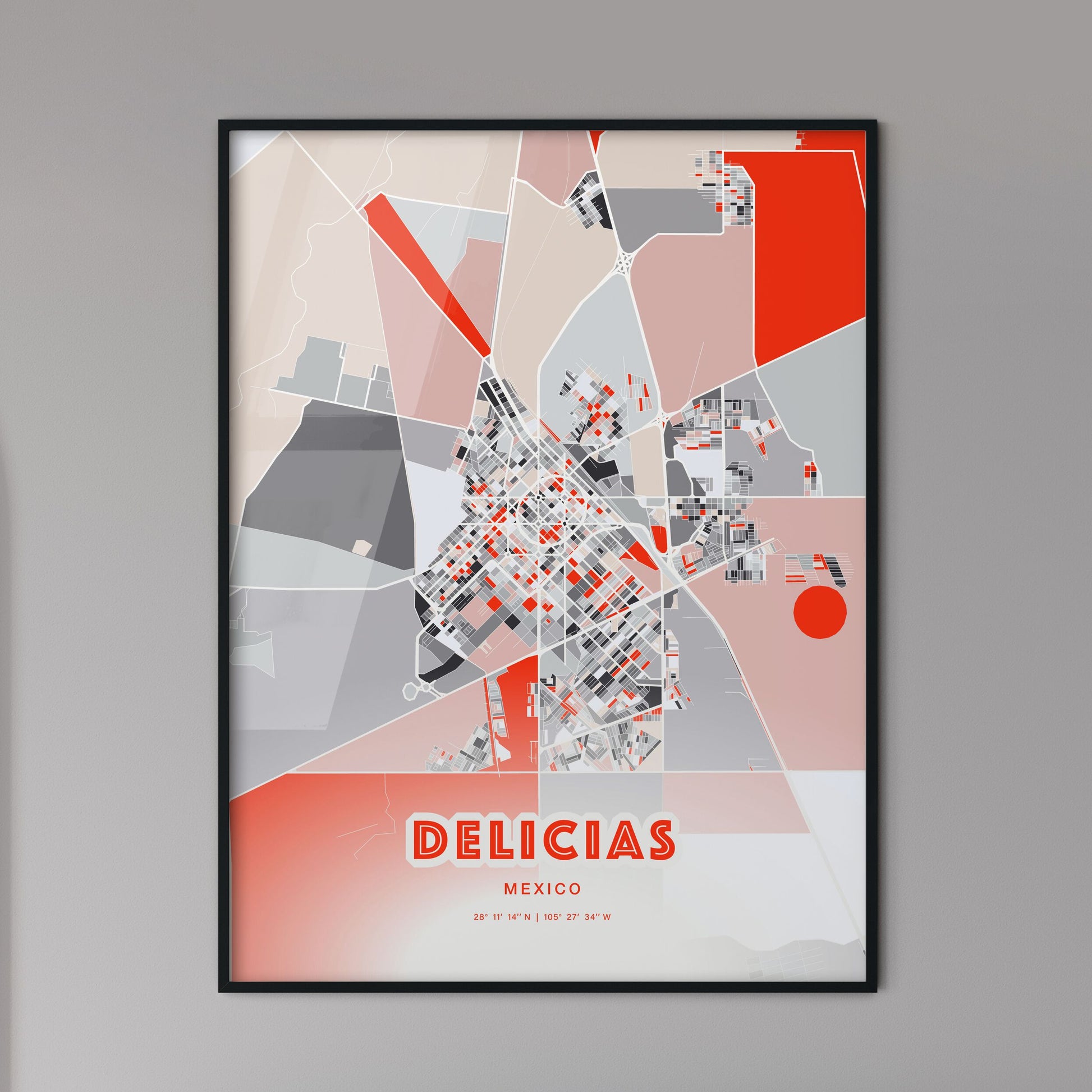 Colorful DELICIAS MEXICO Fine Art Map Modern