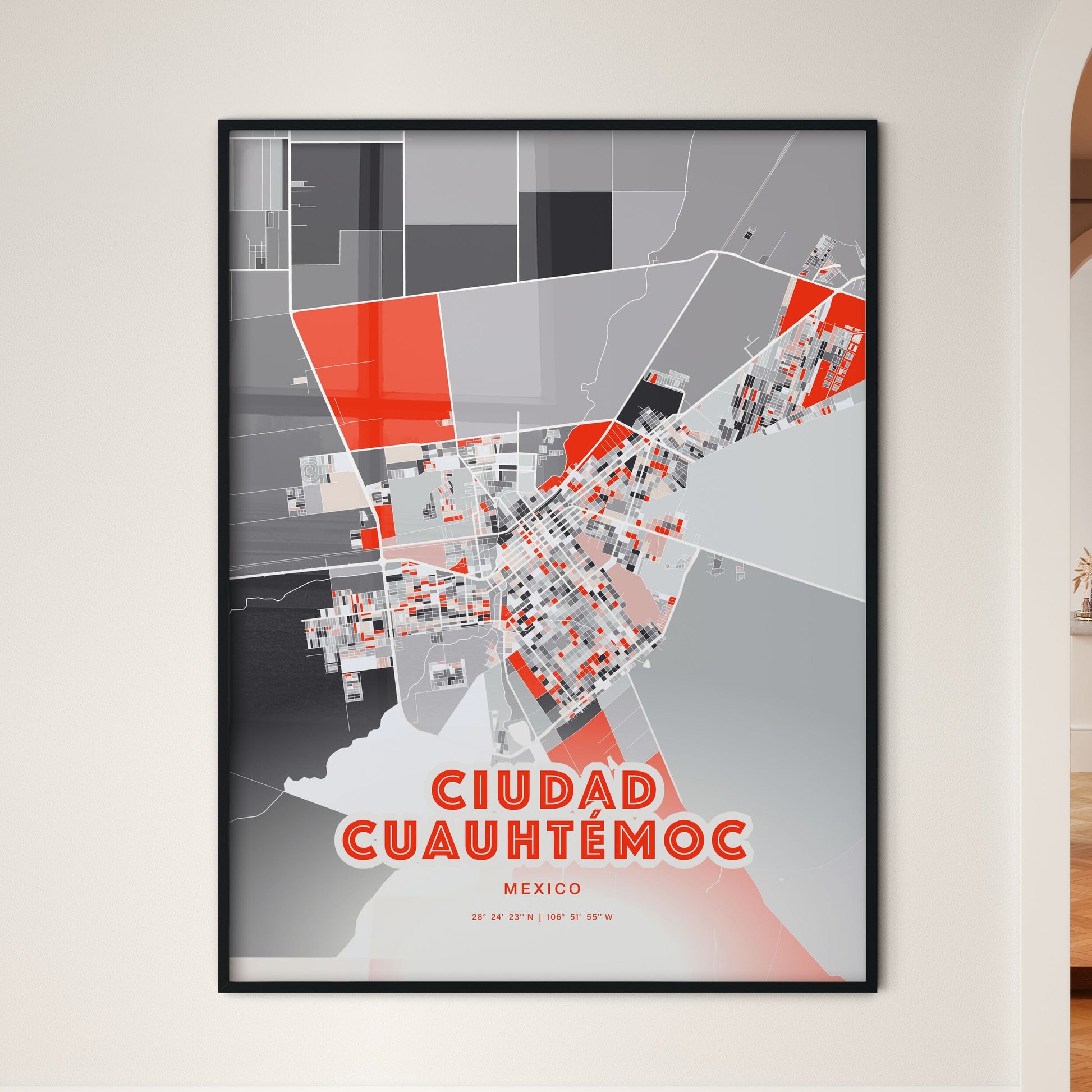 Colorful CIUDAD CUAUHTÉMOC MEXICO Fine Art Map Modern