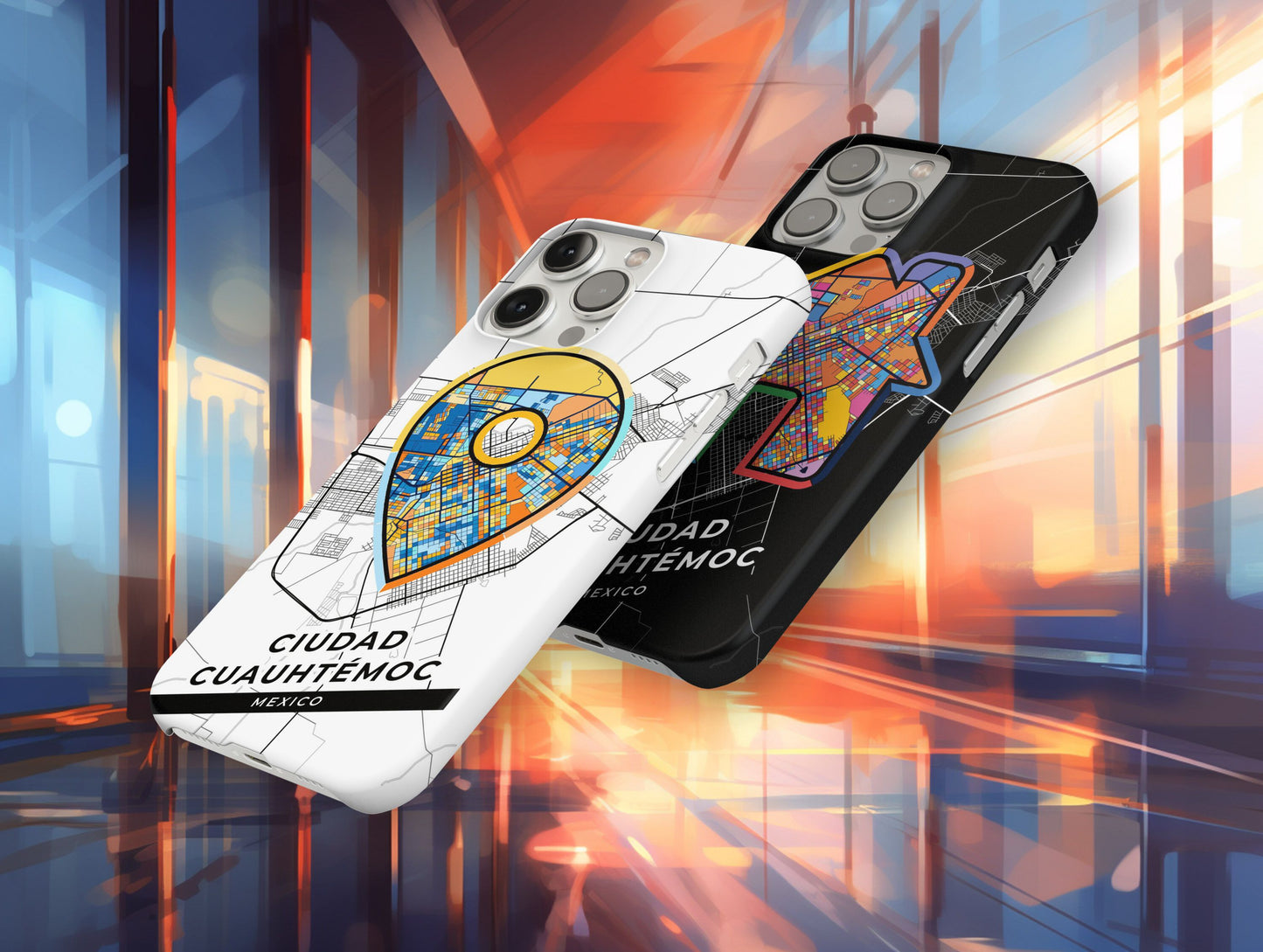 Ciudad Cuauhtémoc Mexico slim phone case with colorful icon. Birthday, wedding or housewarming gift. Couple match cases.