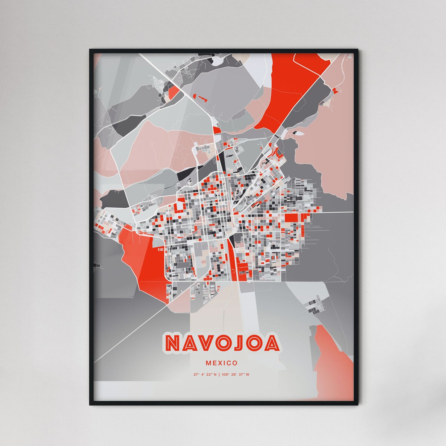 Colorful NAVOJOA MEXICO Fine Art Map Modern