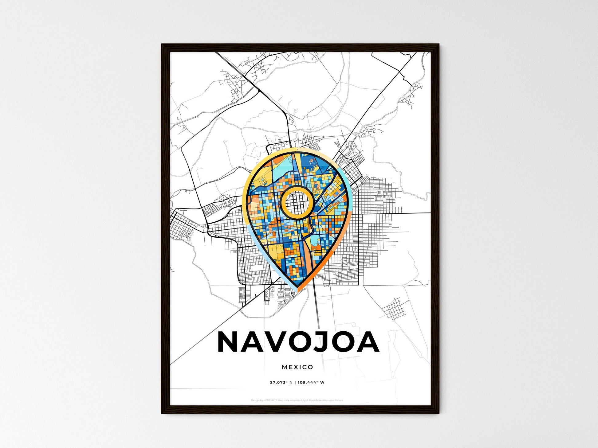 NAVOJOA MEXICO minimal art map with a colorful icon. Style 1