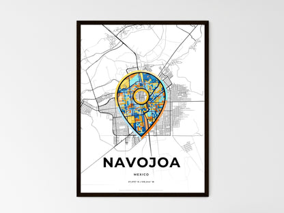 NAVOJOA MEXICO minimal art map with a colorful icon. Style 1