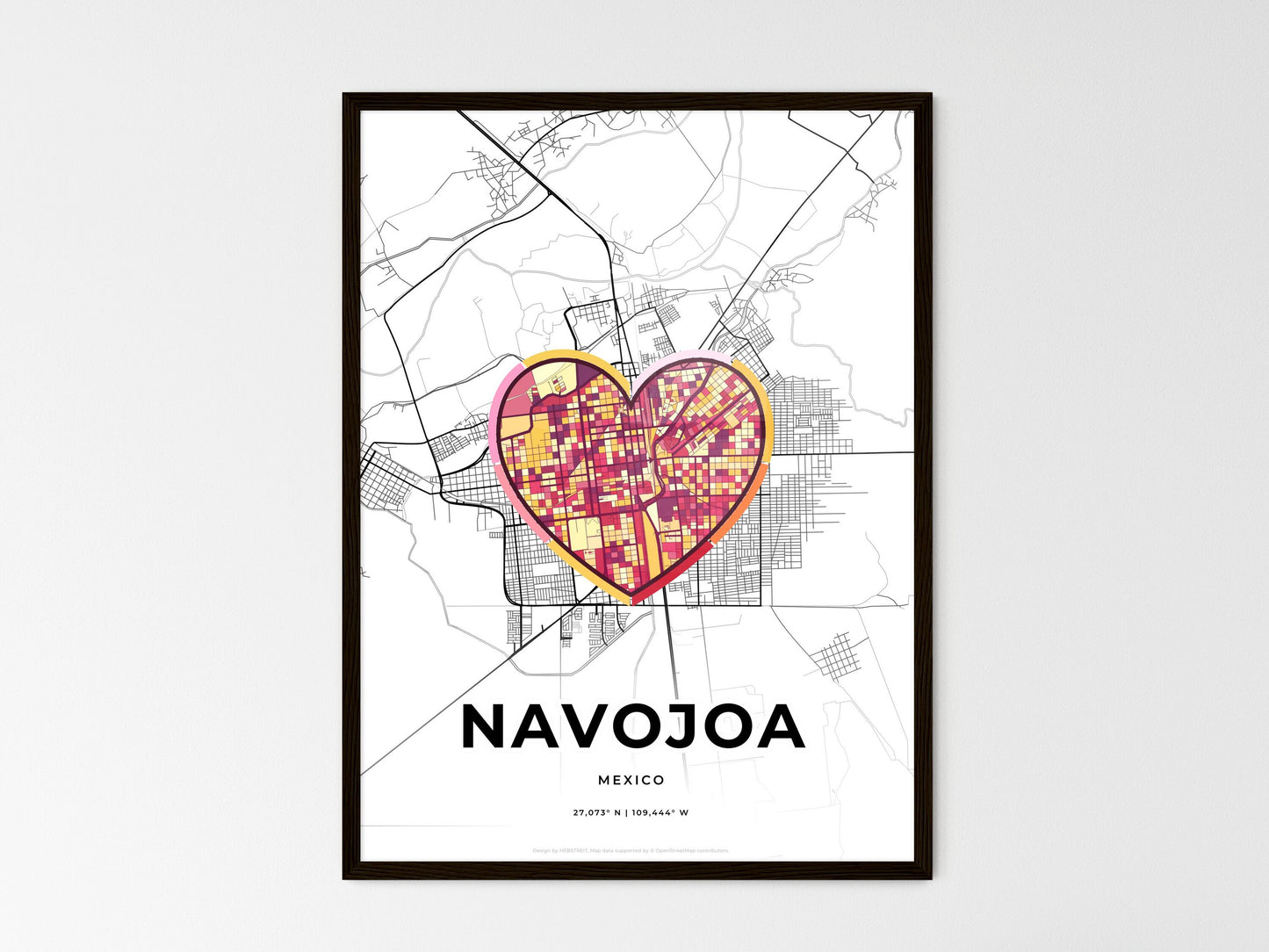 NAVOJOA MEXICO minimal art map with a colorful icon. Style 2