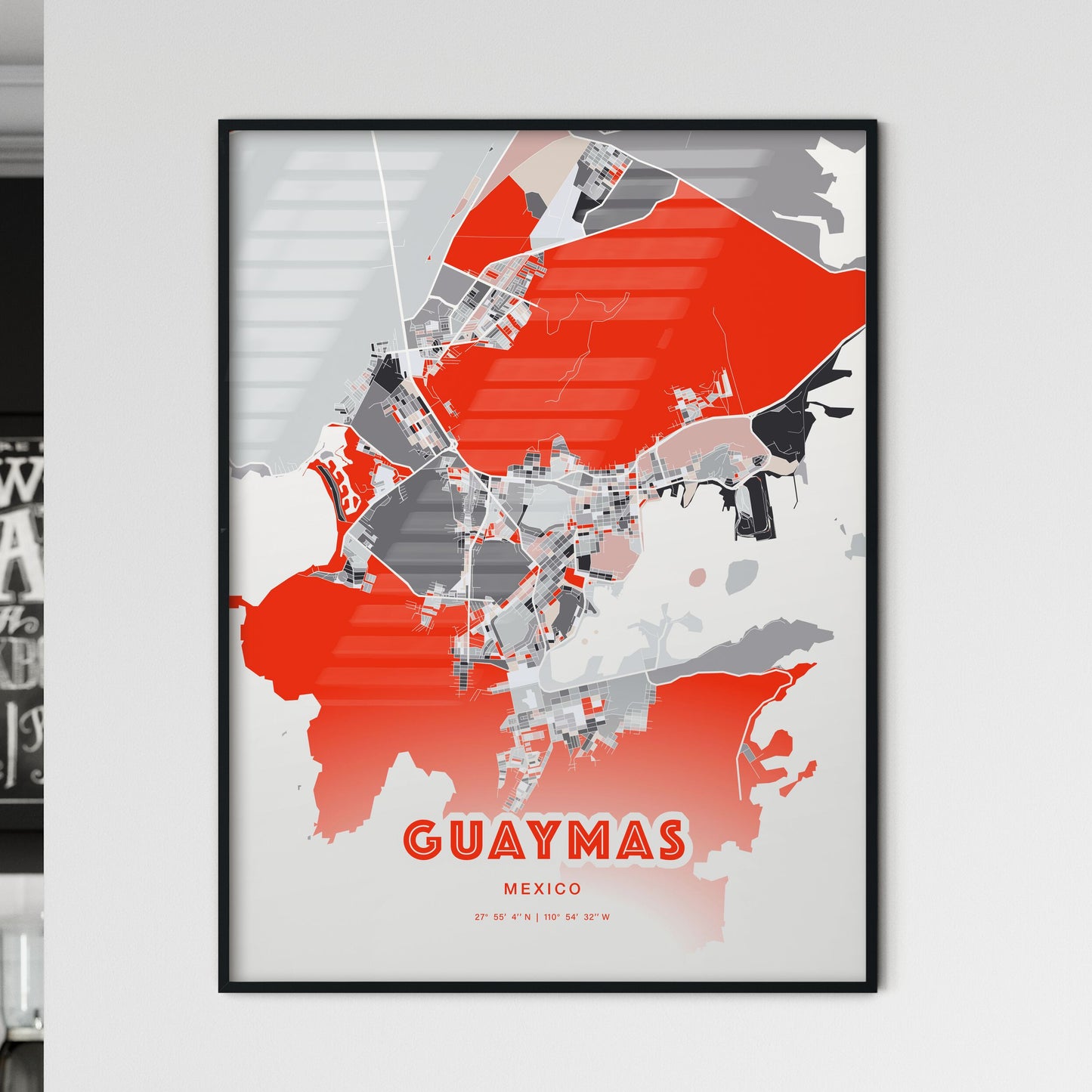 Colorful GUAYMAS MEXICO Fine Art Map Modern