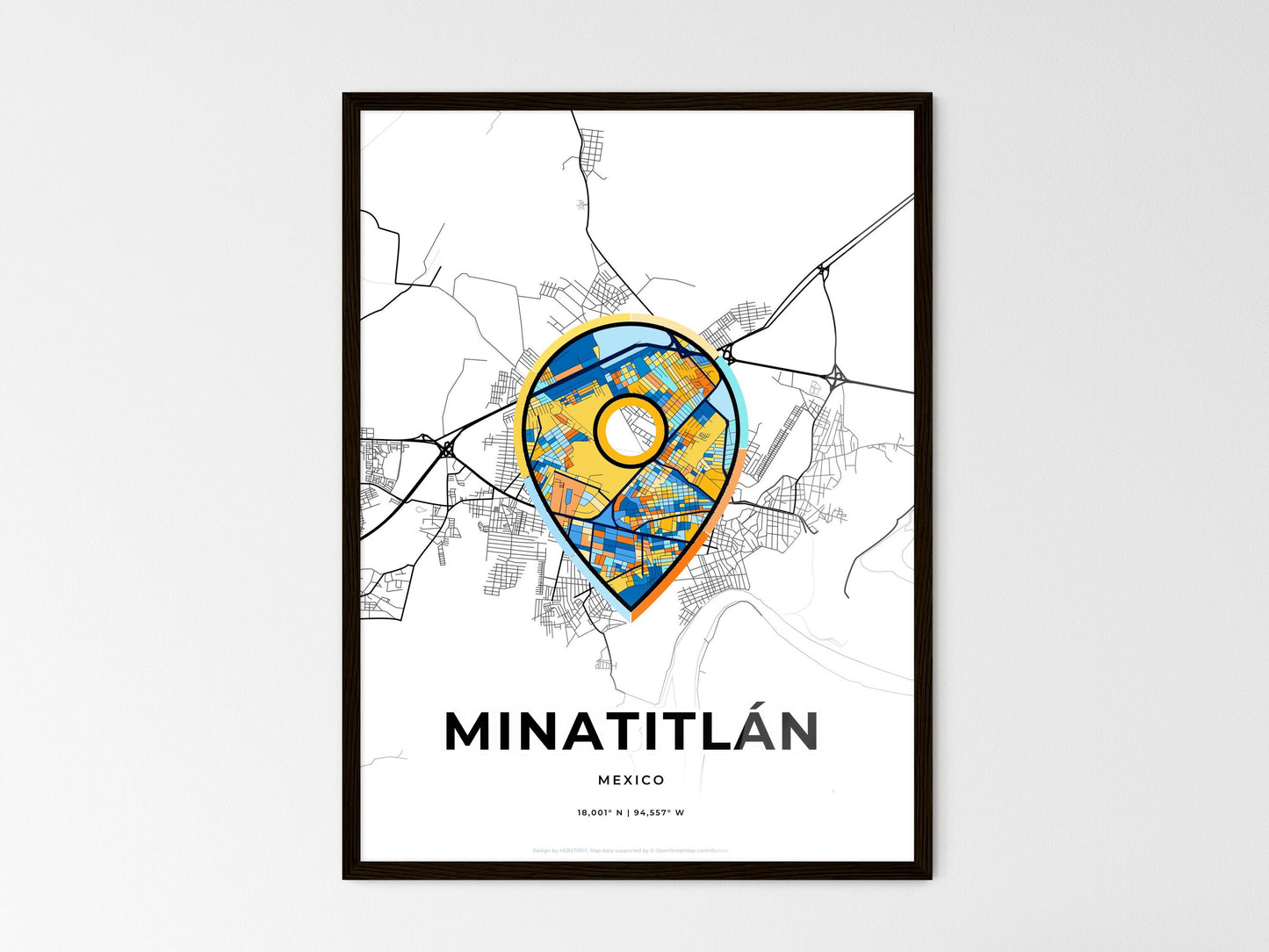 Minatitlán Mexico wedding art map with pointer icon