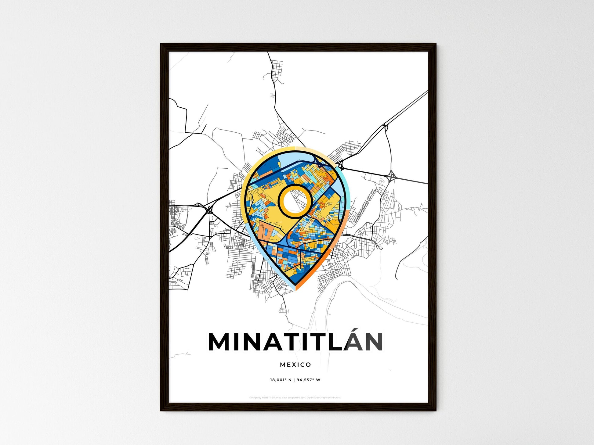 Minatitlán Mexico wedding art map with pointer icon