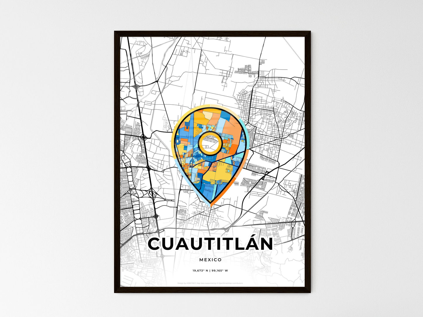 Cuautitlán Mexico wedding art map with pointer icon