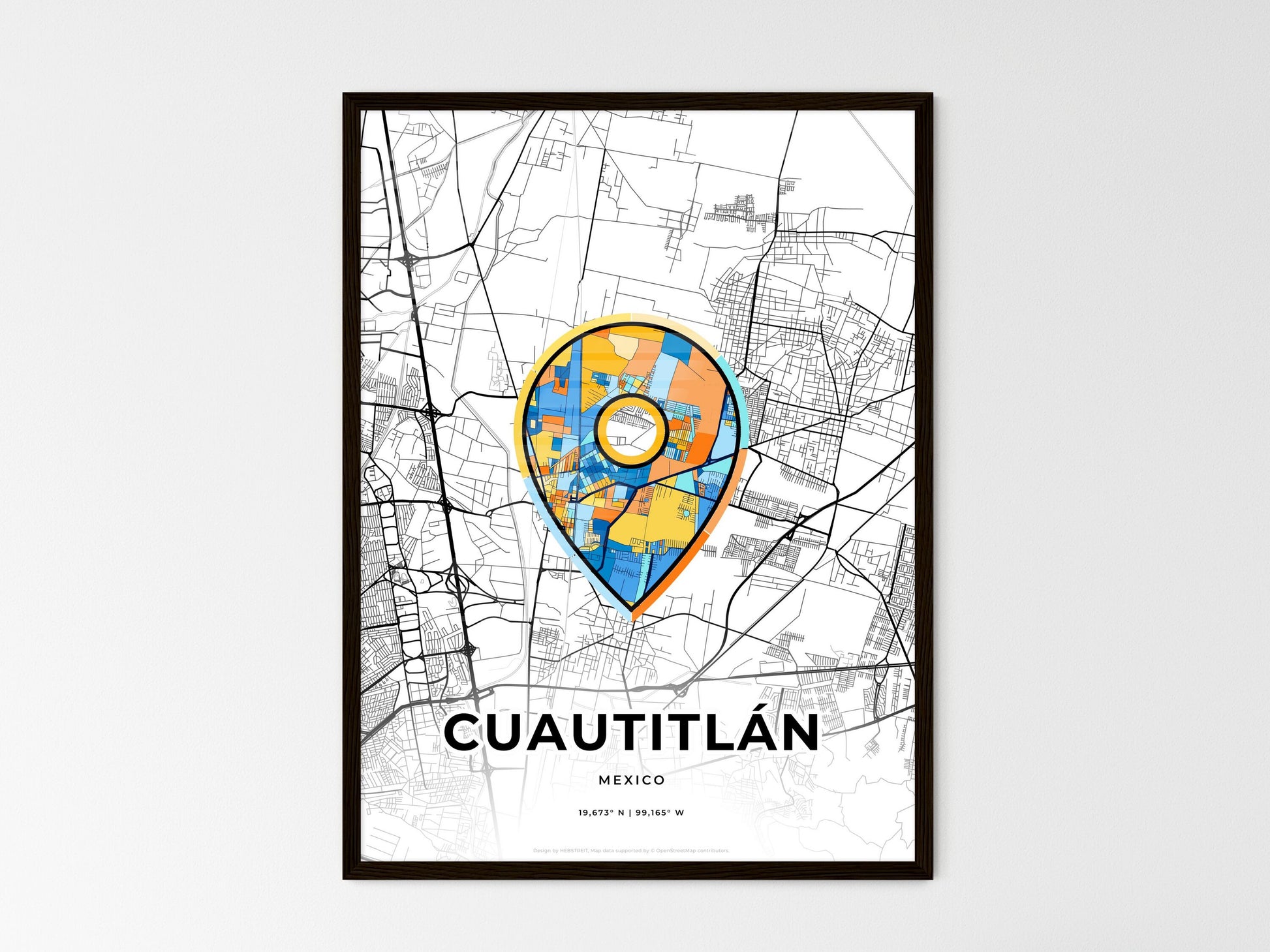 Cuautitlán Mexico wedding art map with pointer icon