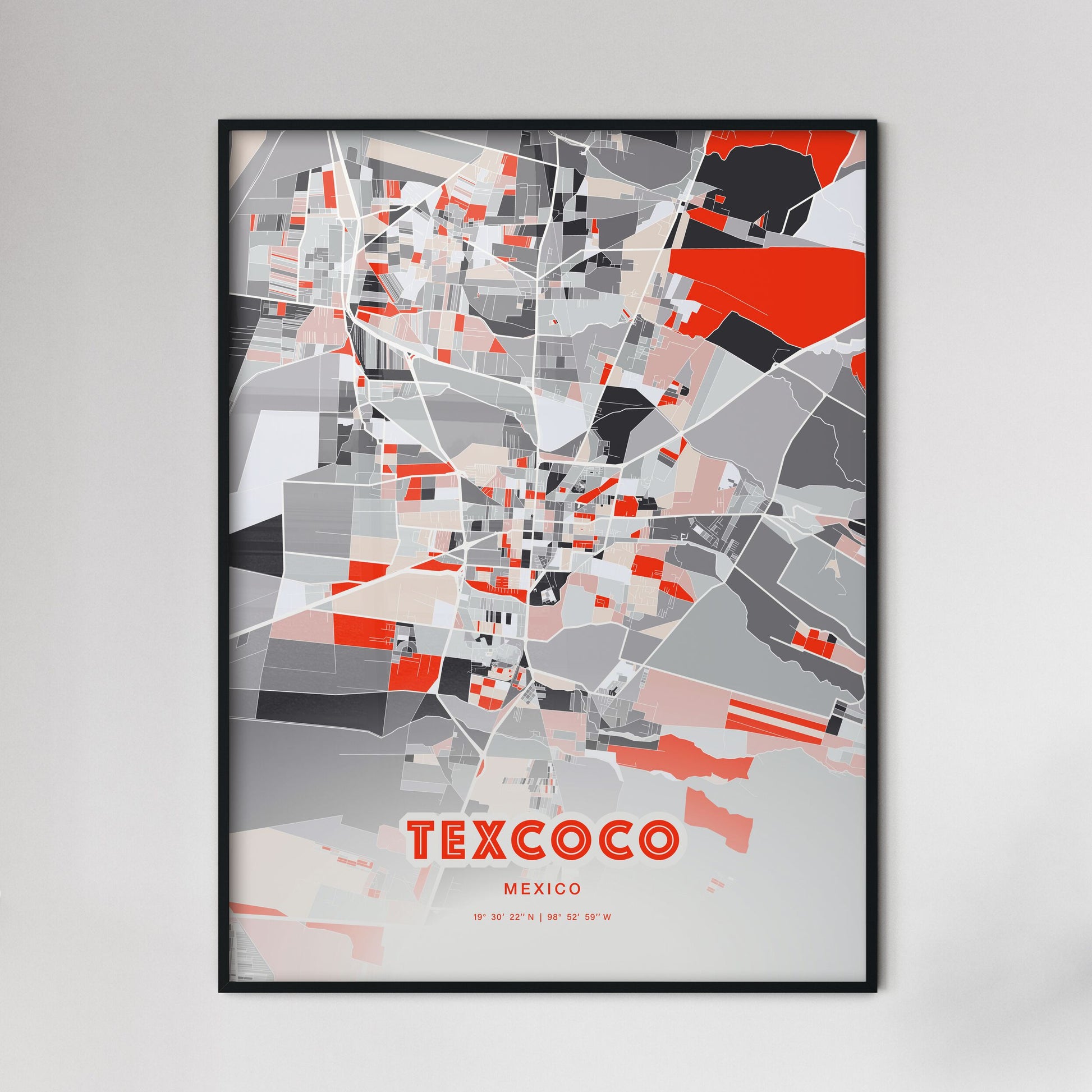 Colorful TEXCOCO MEXICO Fine Art Map Modern