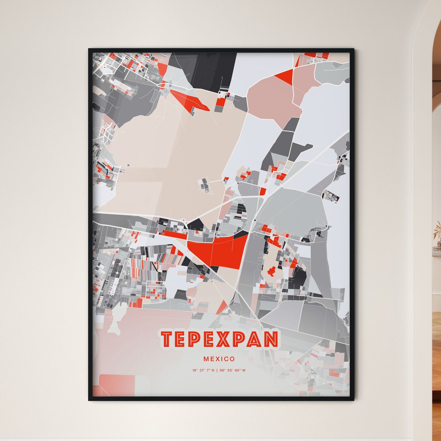 Colorful TEPEXPAN MEXICO Fine Art Map Modern