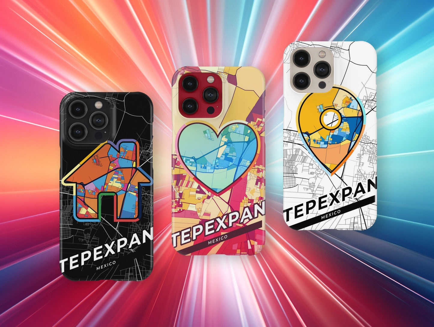 Tepexpan Mexico slim phone case with colorful icon