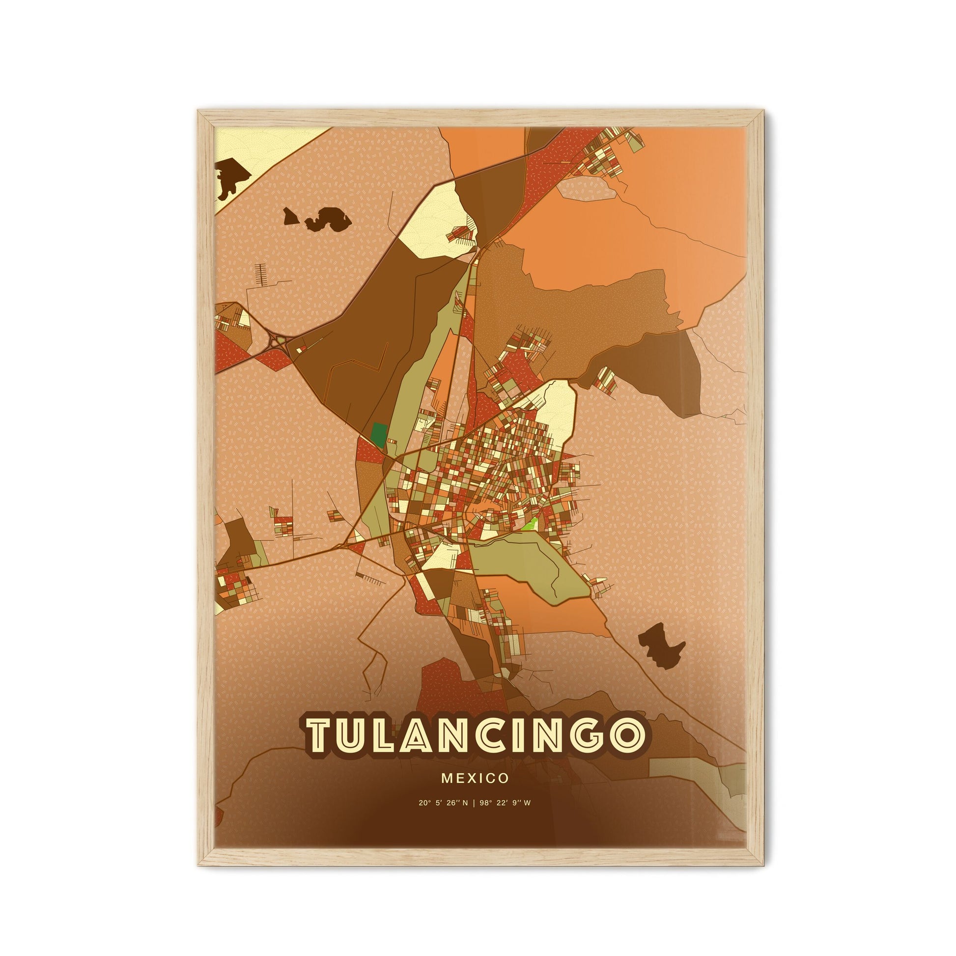 Colorful TULANCINGO MEXICO Fine Art Map Farmhouse