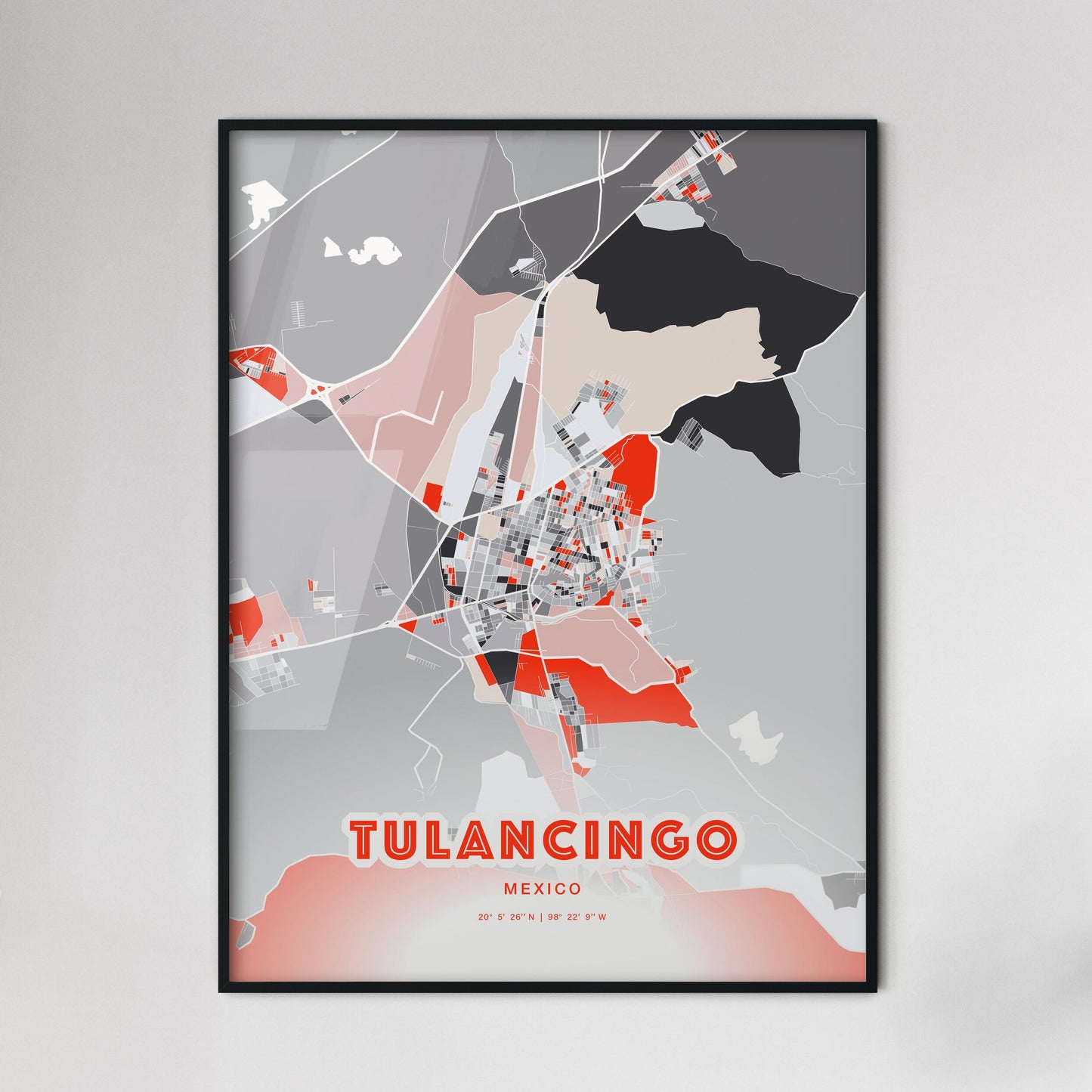 Colorful TULANCINGO MEXICO Fine Art Map Modern