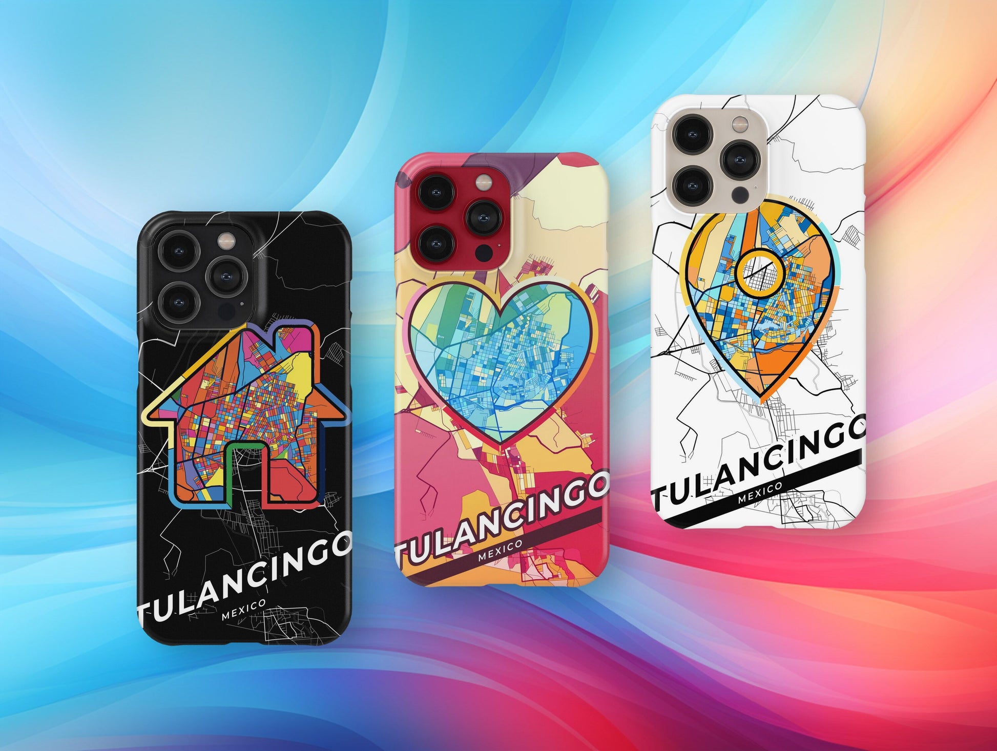Tulancingo Mexico slim phone case with colorful icon