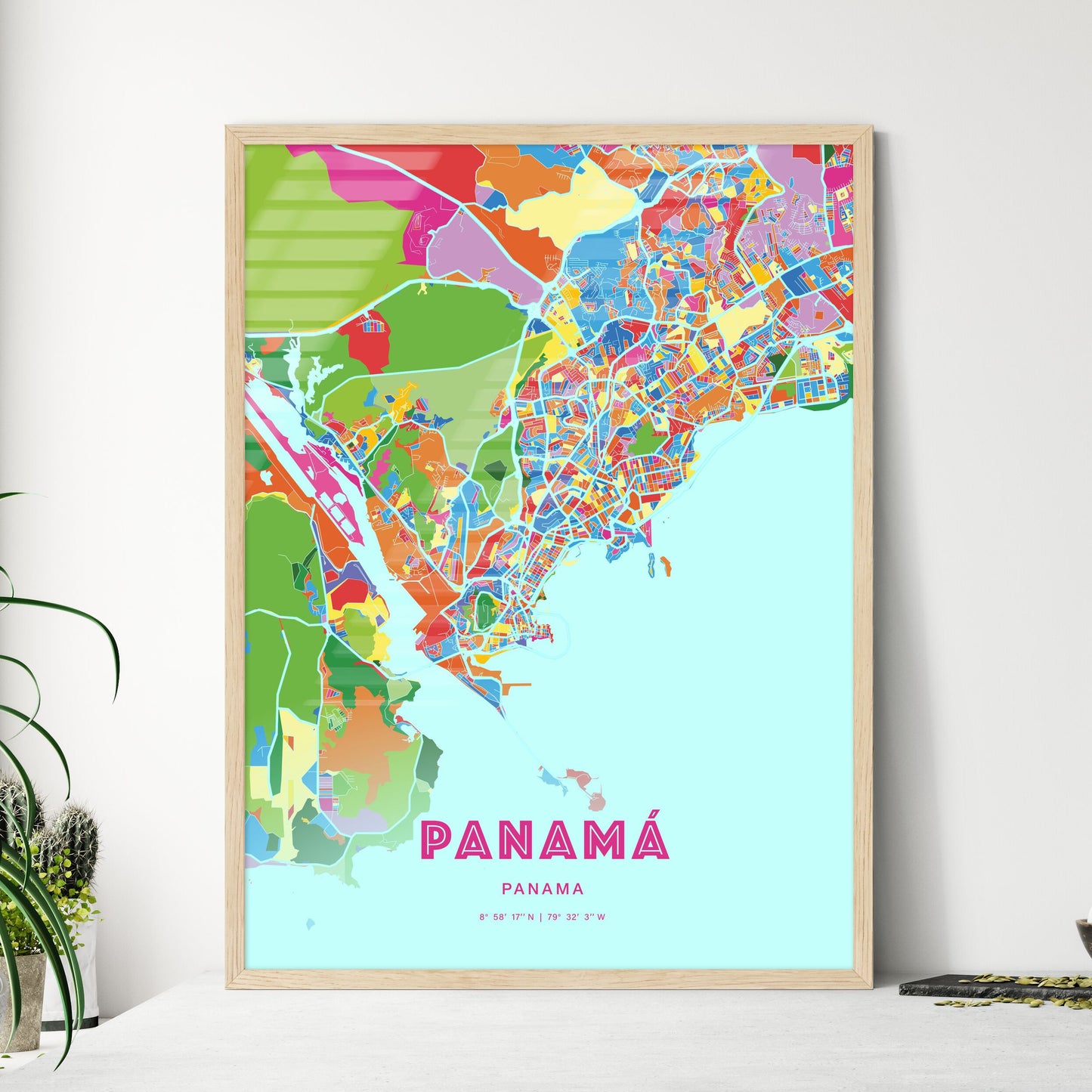 Colorful PANAMÁ PANAMA Fine Art Map Crazy Colors