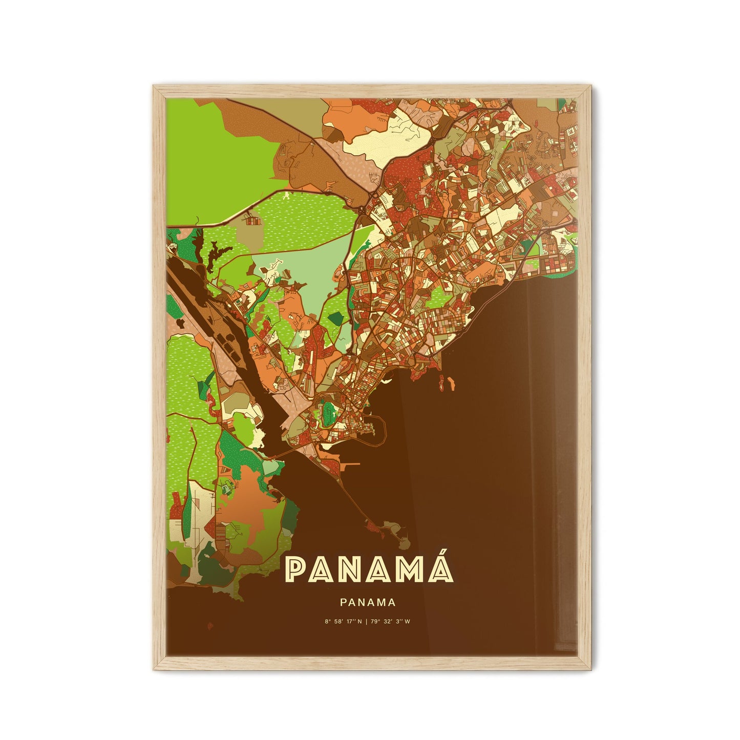 Colorful PANAMÁ PANAMA Fine Art Map Farmhouse