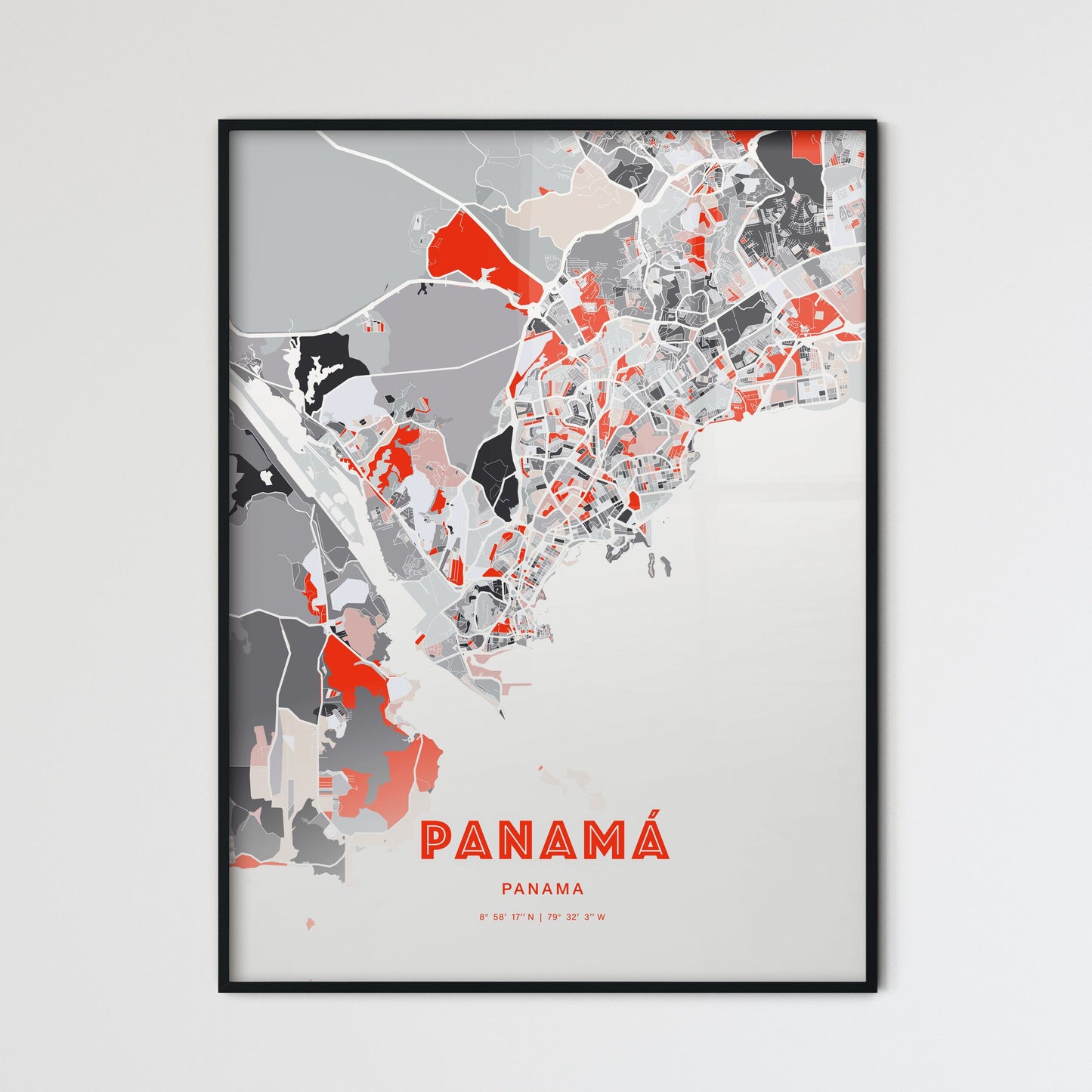 Colorful PANAMÁ PANAMA Fine Art Map Modern