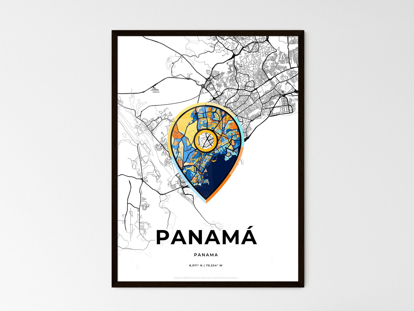 Panamá Panama wedding art map with pointer icon