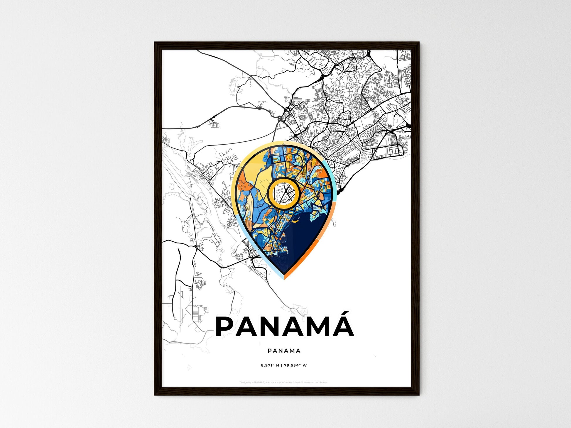 Panamá Panama wedding art map with pointer icon